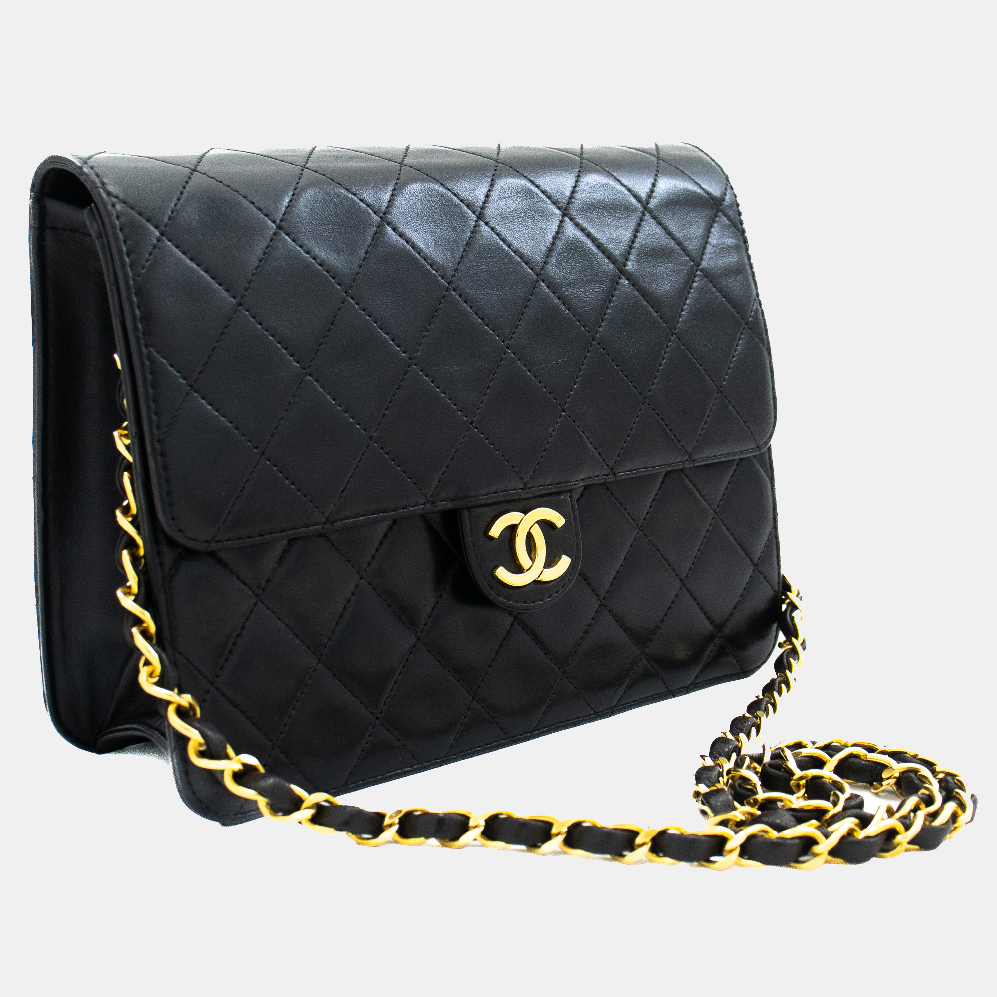 

Chanel Black Leather Vintage Flap Bag