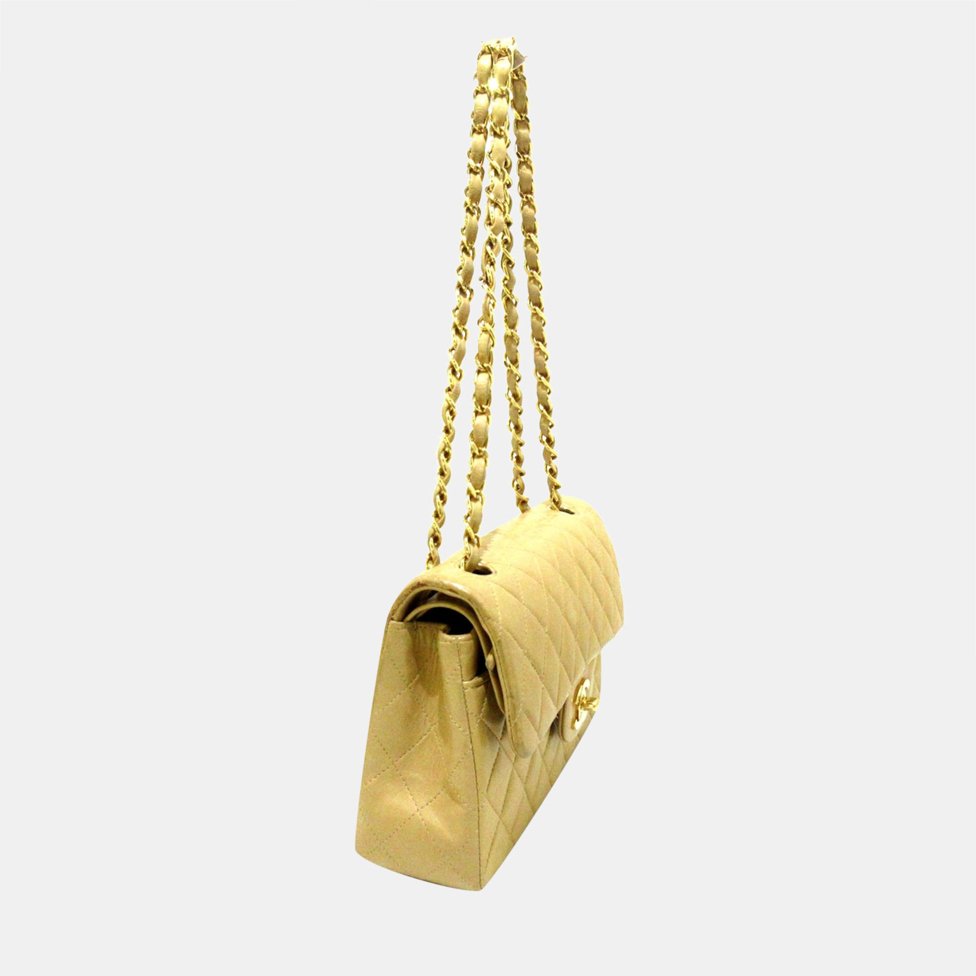 

Chanel Beige Leather Classic Double Flap Bag