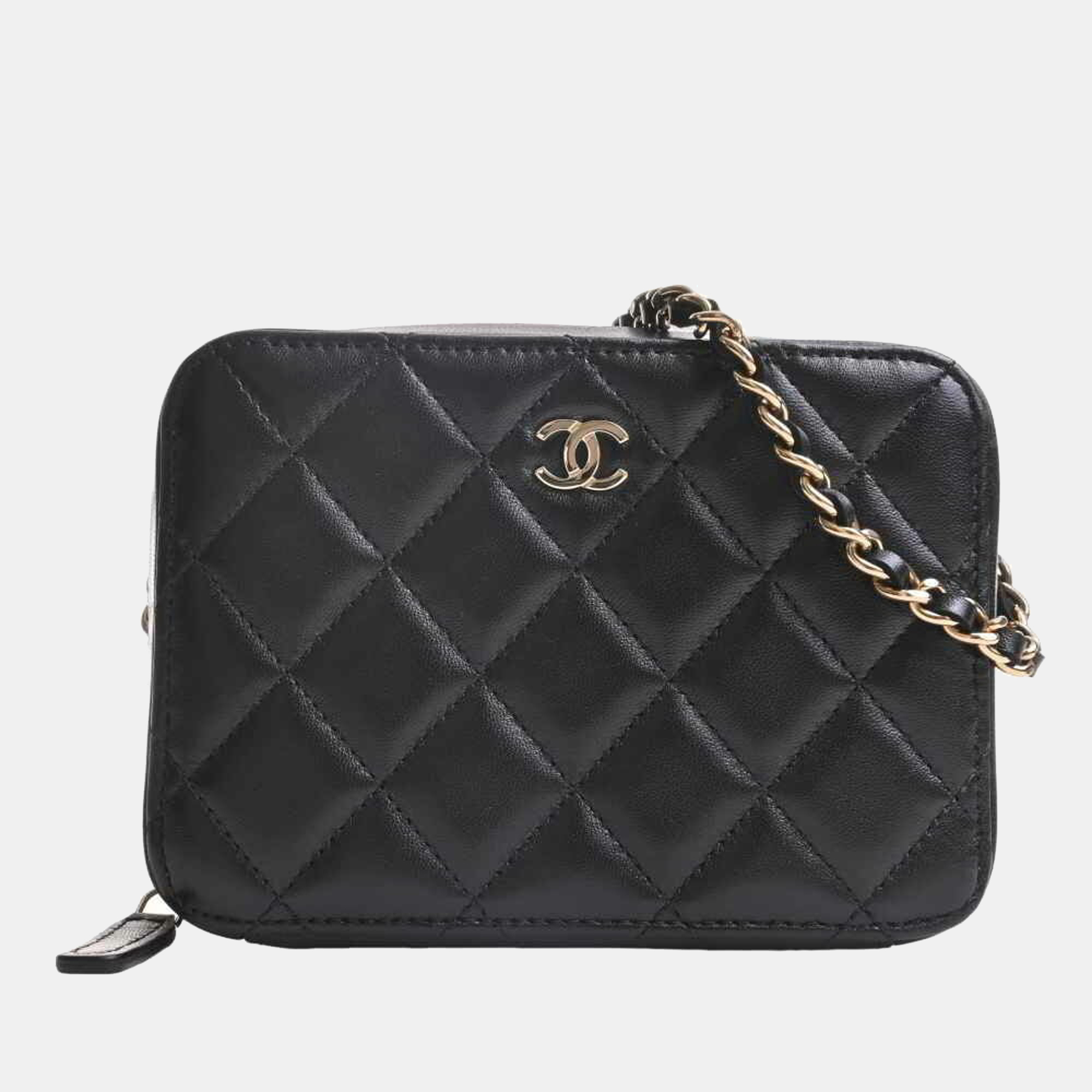 Chanel Black Quilted Lambskin Small Pearl Crush Vanity Case