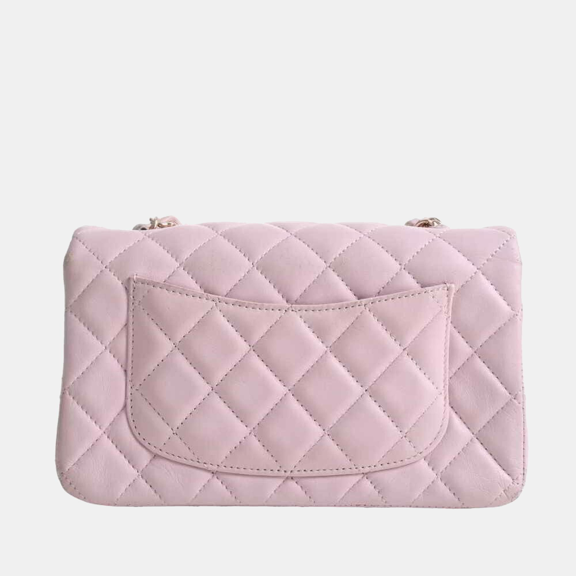 

Chanel Pink Leather Mini Rectangular Flap Shoulder Bag