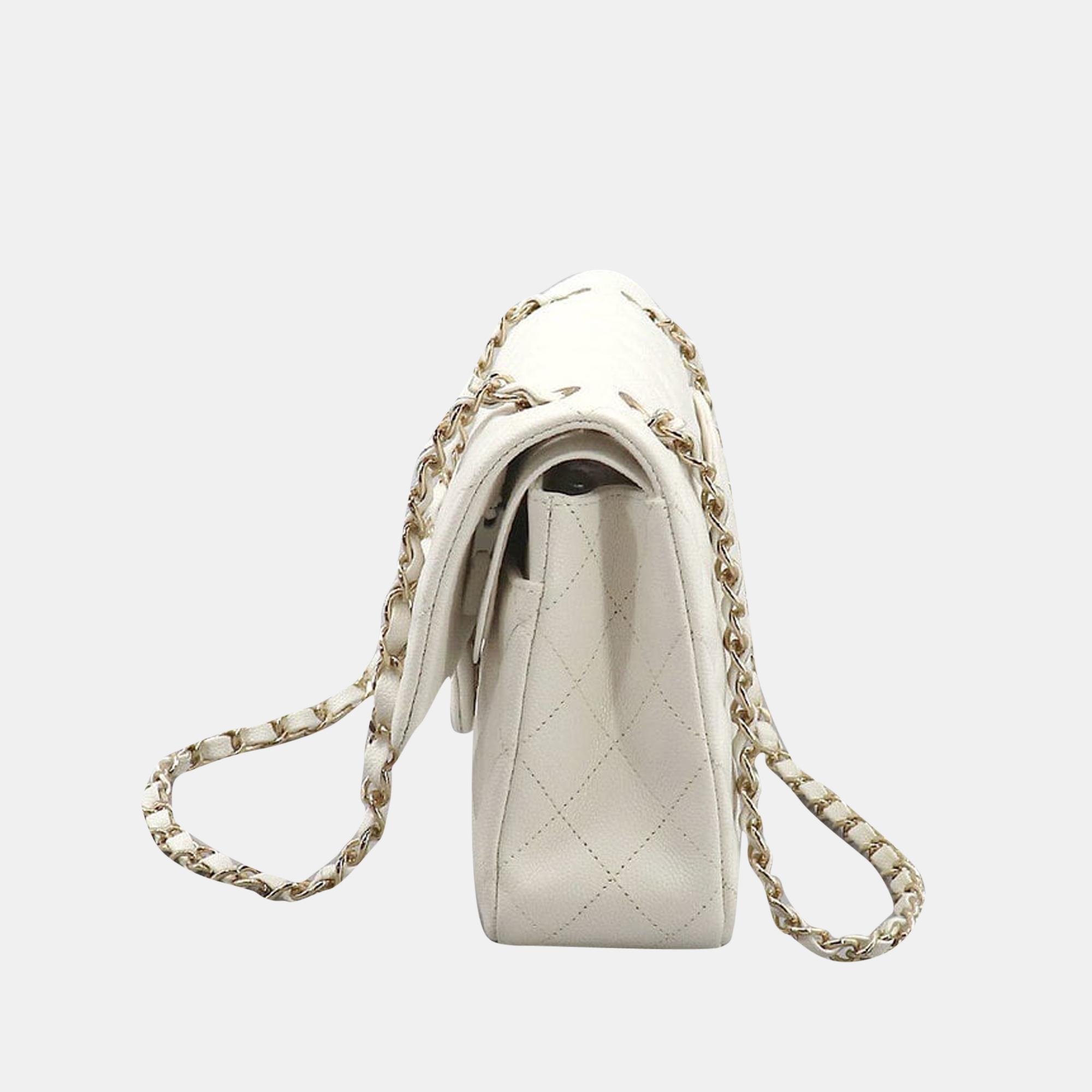

Chanel White Leather  Classic Double Flap Shoulder Bag
