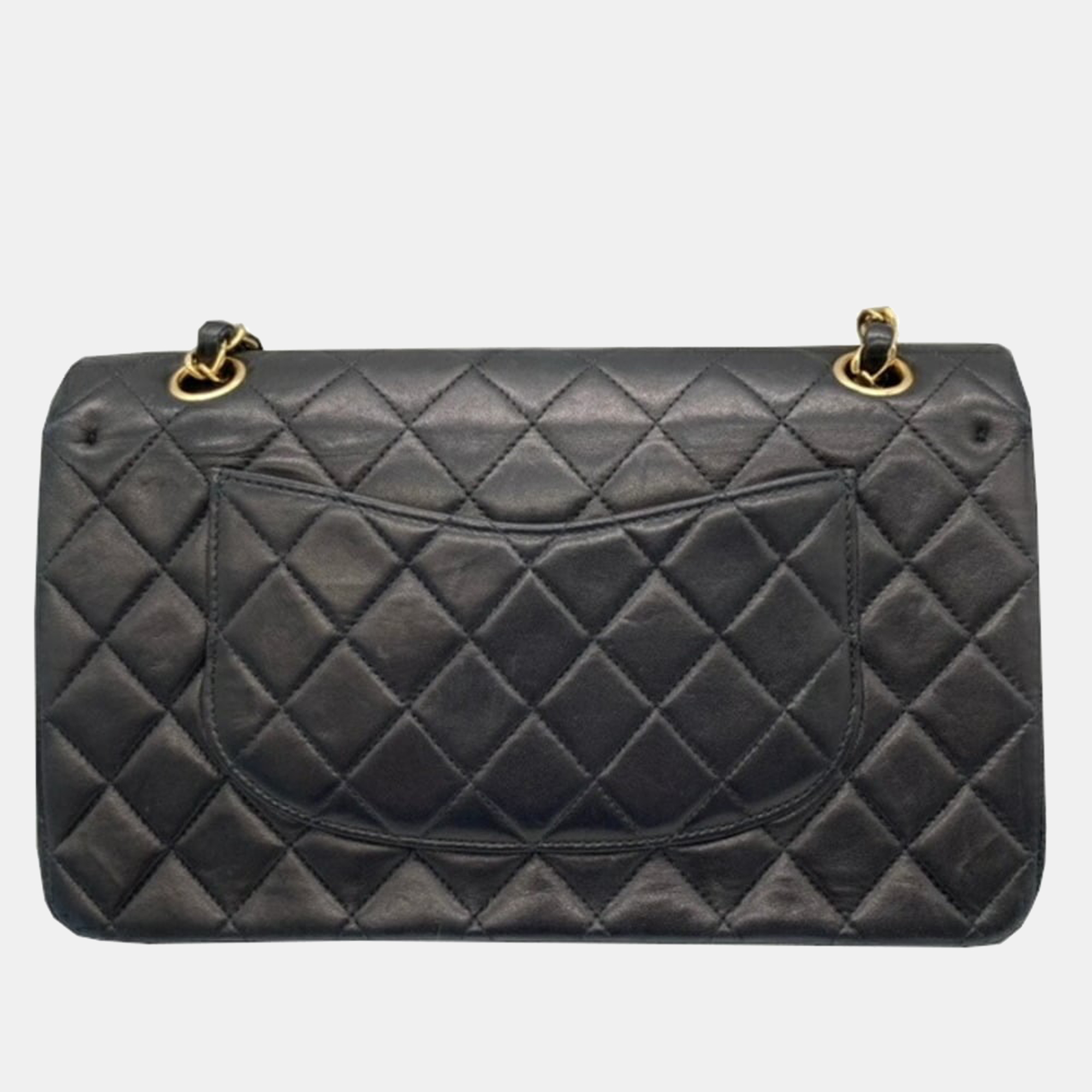 

Chanel Black Lambskin Leather Vintage Classic Double Flap Shoulder Bag