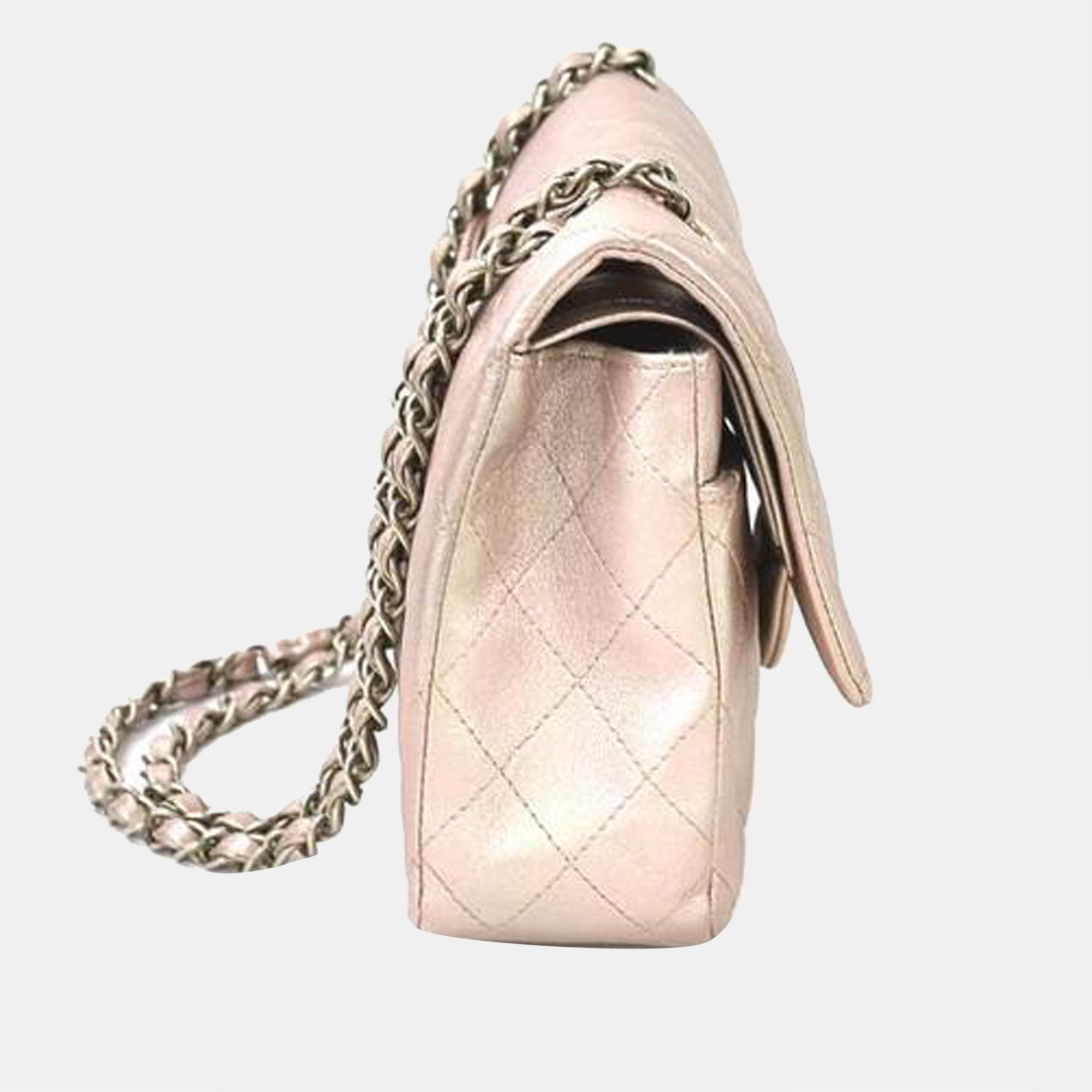 

Chanel Metallic Pink Leather Classic Medium Double Flap Shoulder Bag