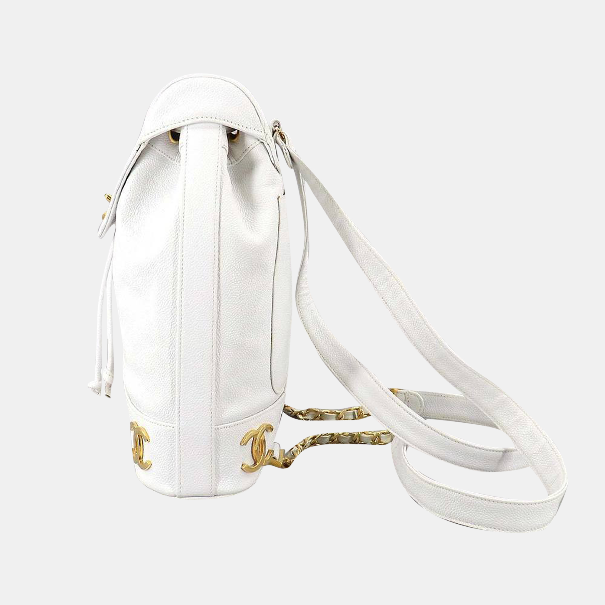 

Chanel White Caviar Leather Vintage Triple CC Backpack