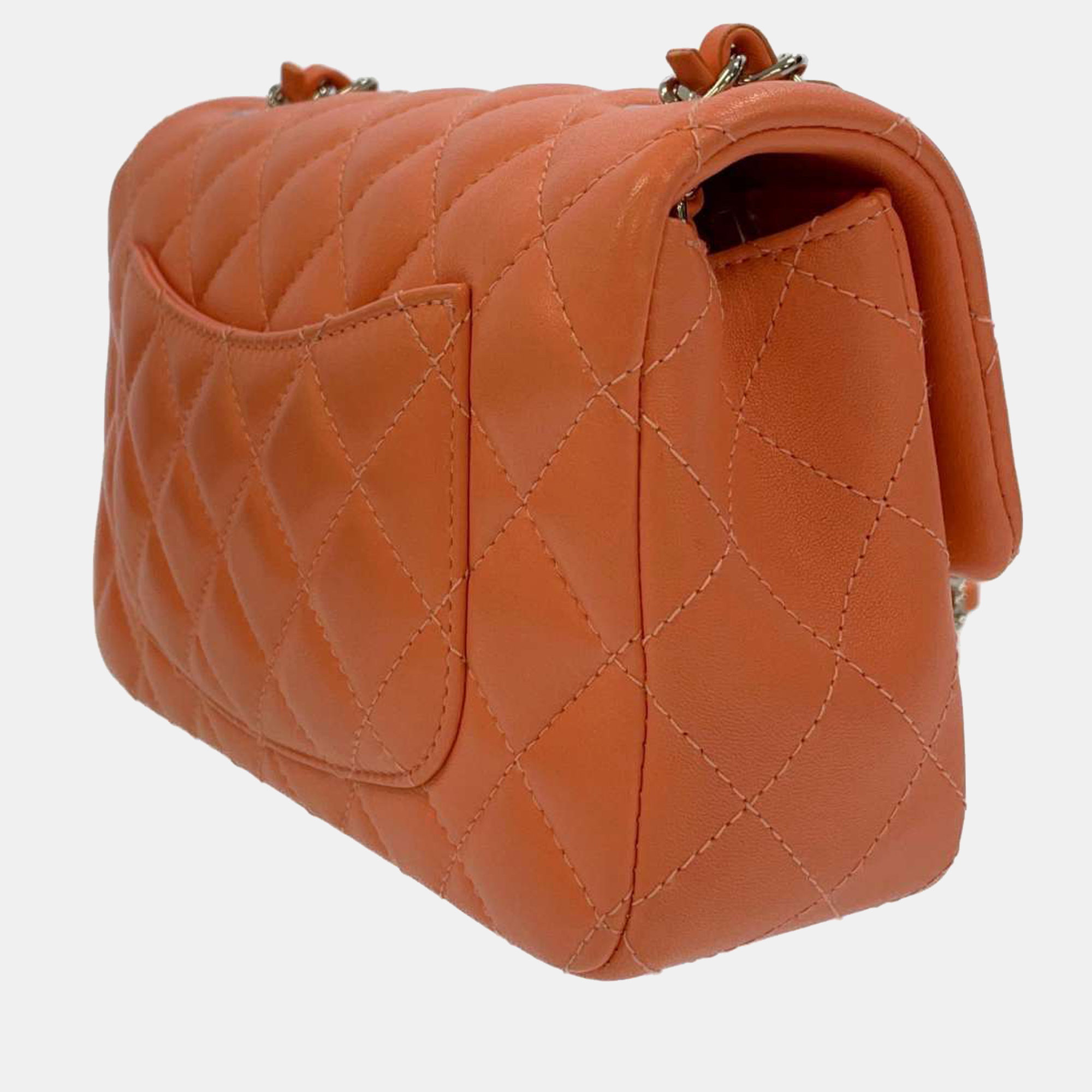 

Chanel Orange Leather Classic Mini Flap Shoulder Bag