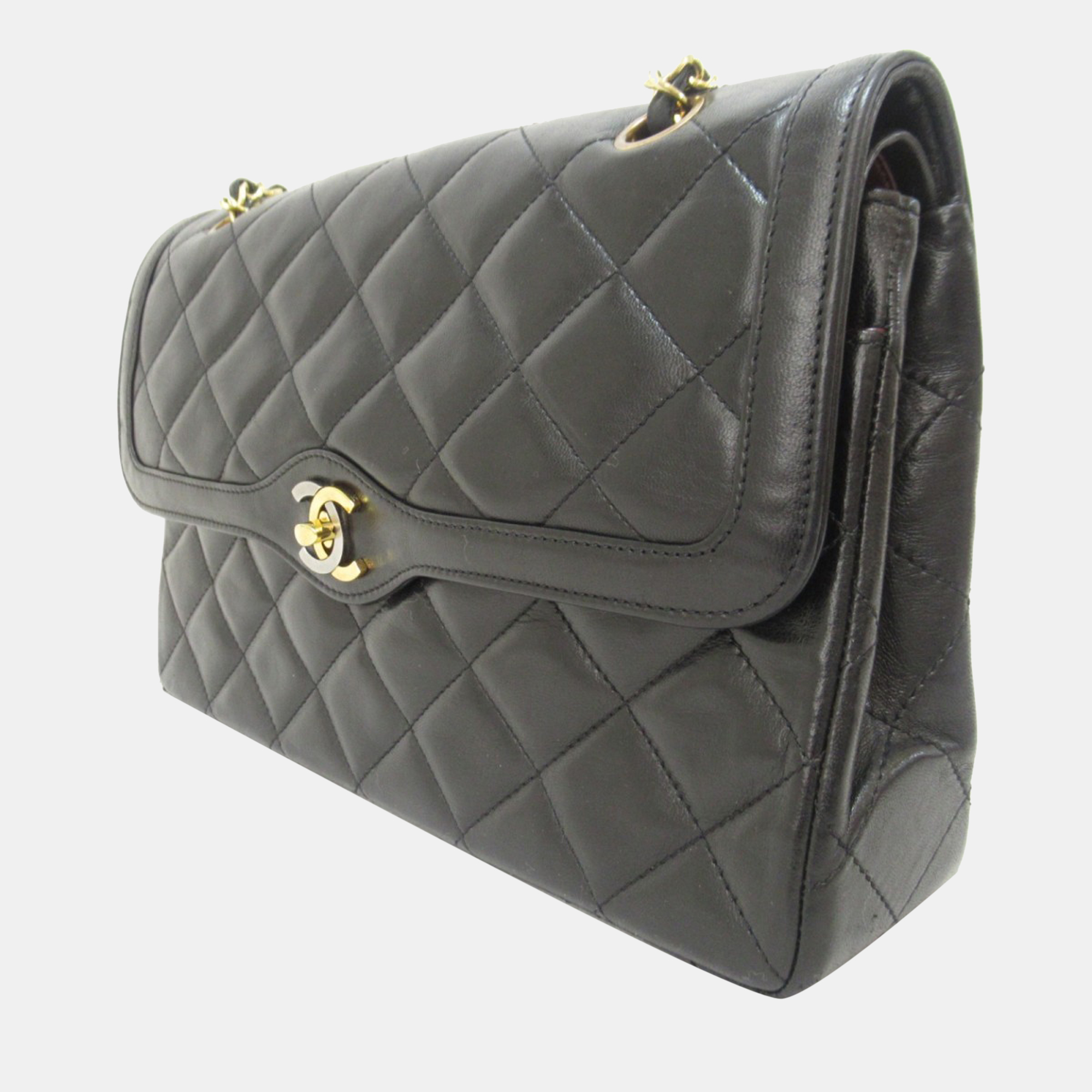 

Chanel Black Leather Vintage Classic Double Flap Shoulder Bag