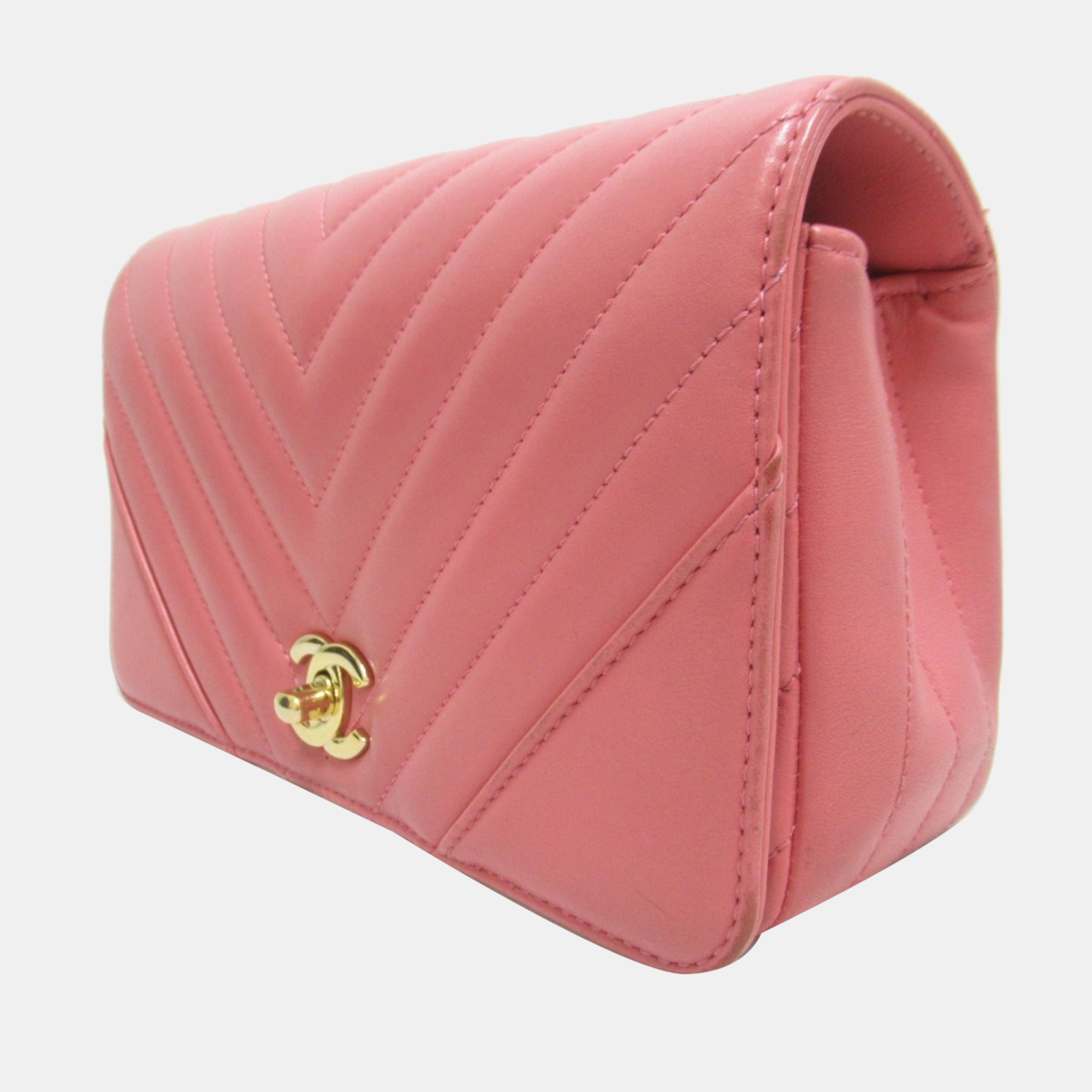 

Chanel Pink Caviar Chevron Quilted Leather Statement Shoulder Bag