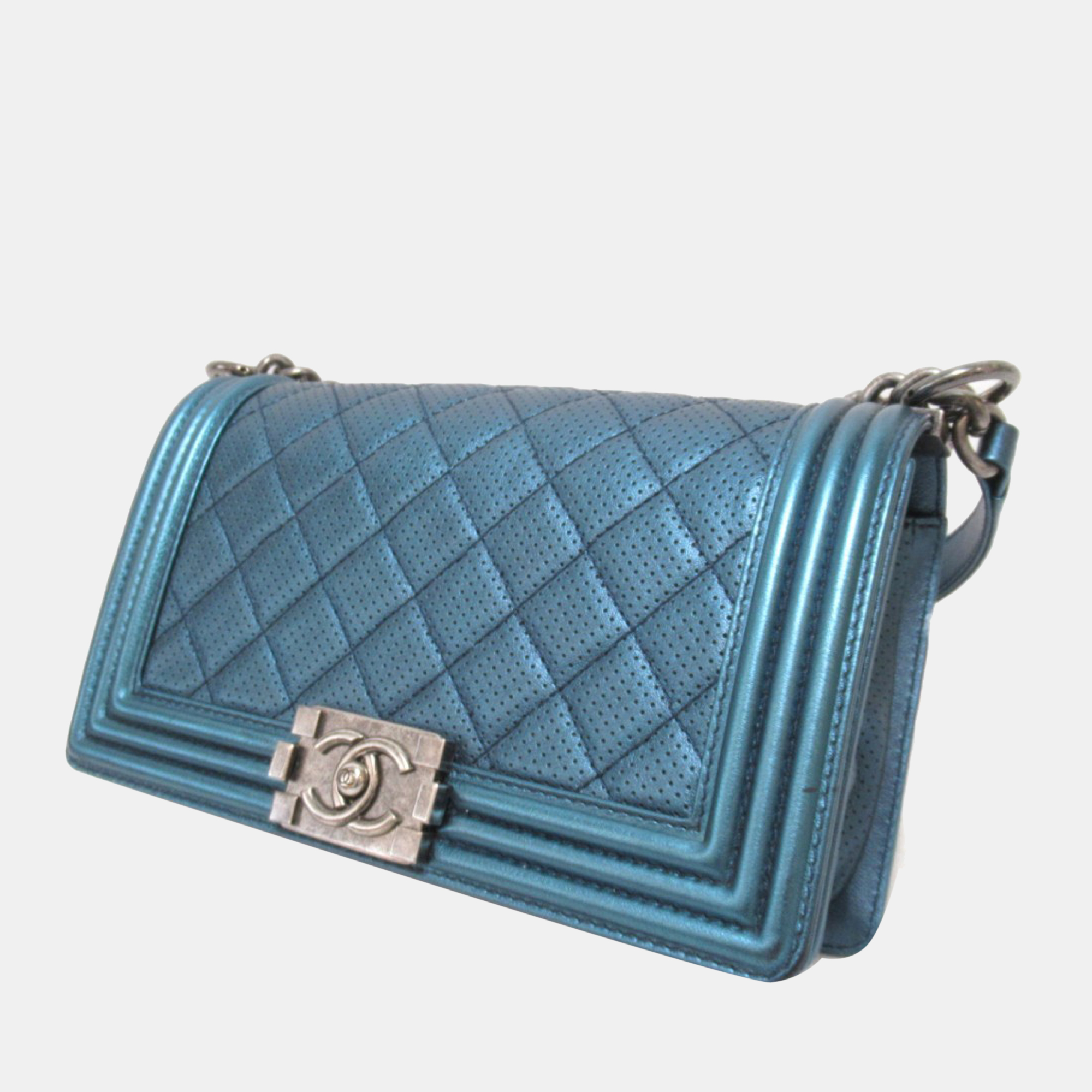 

Chanel Blue Leather Medium Boy Shoulder Bag