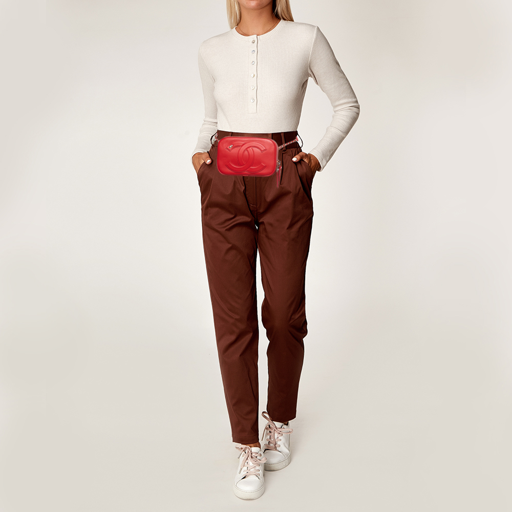 

Chanel Red Leather CC Mania Waist Bag