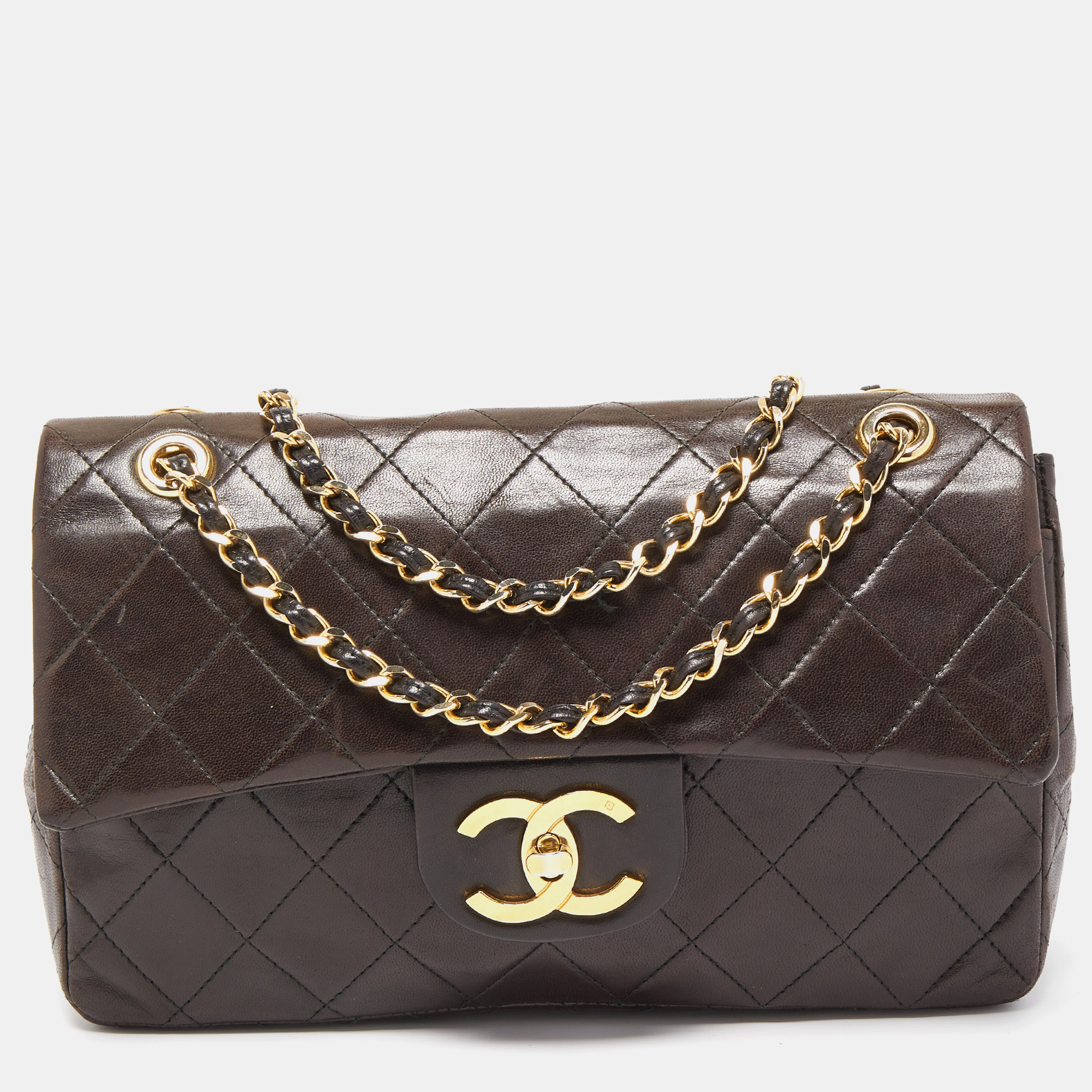 Chanel Dark Brown Quilted Leather Medium Classic Double Flap Bag