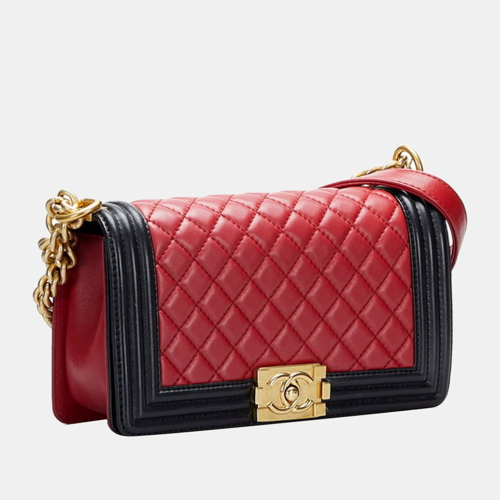 

Chanel Black/Red Quilted Leather  Boy Shoulder Bag