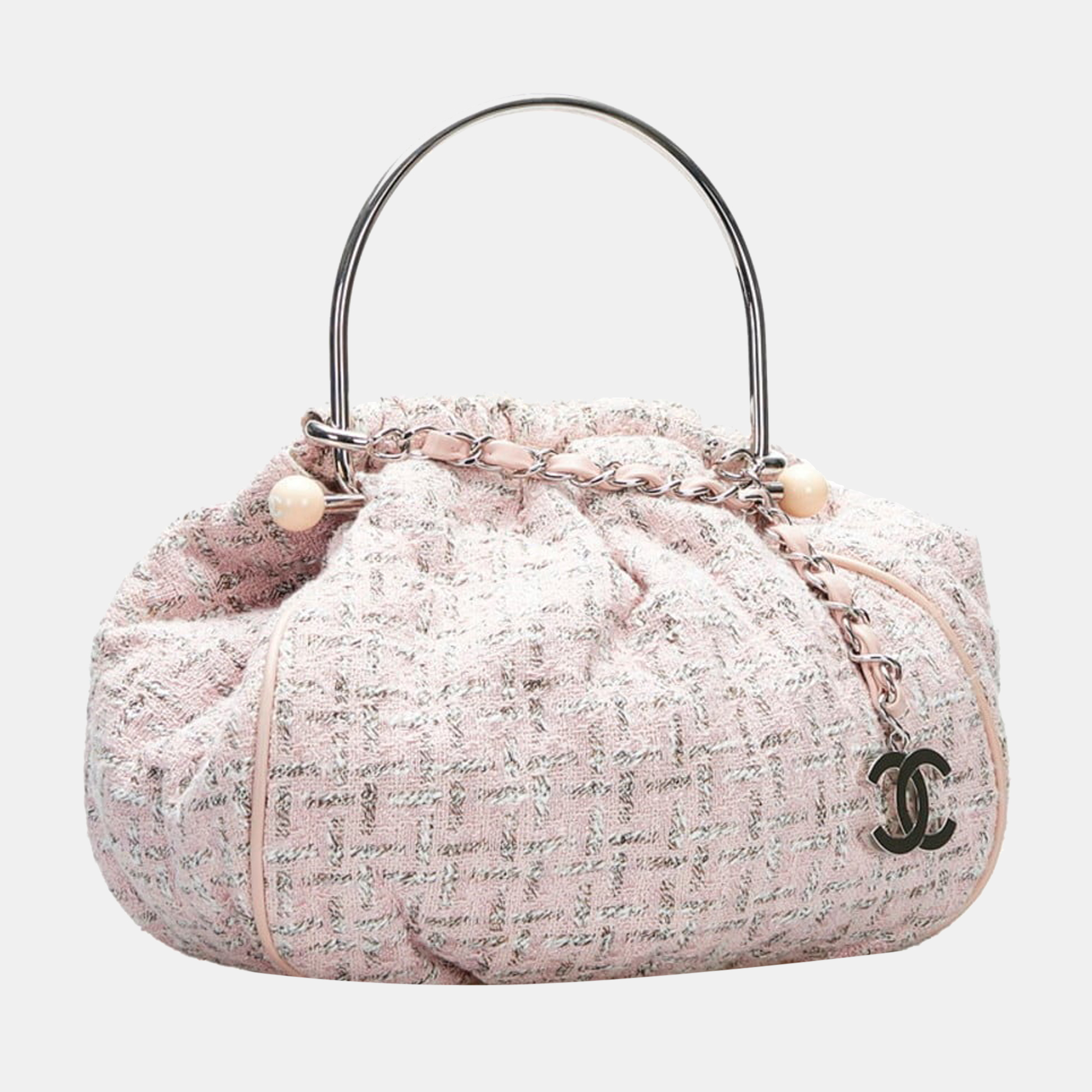 

Chanel Pink Tweed Boucle CC Top Handle Bag