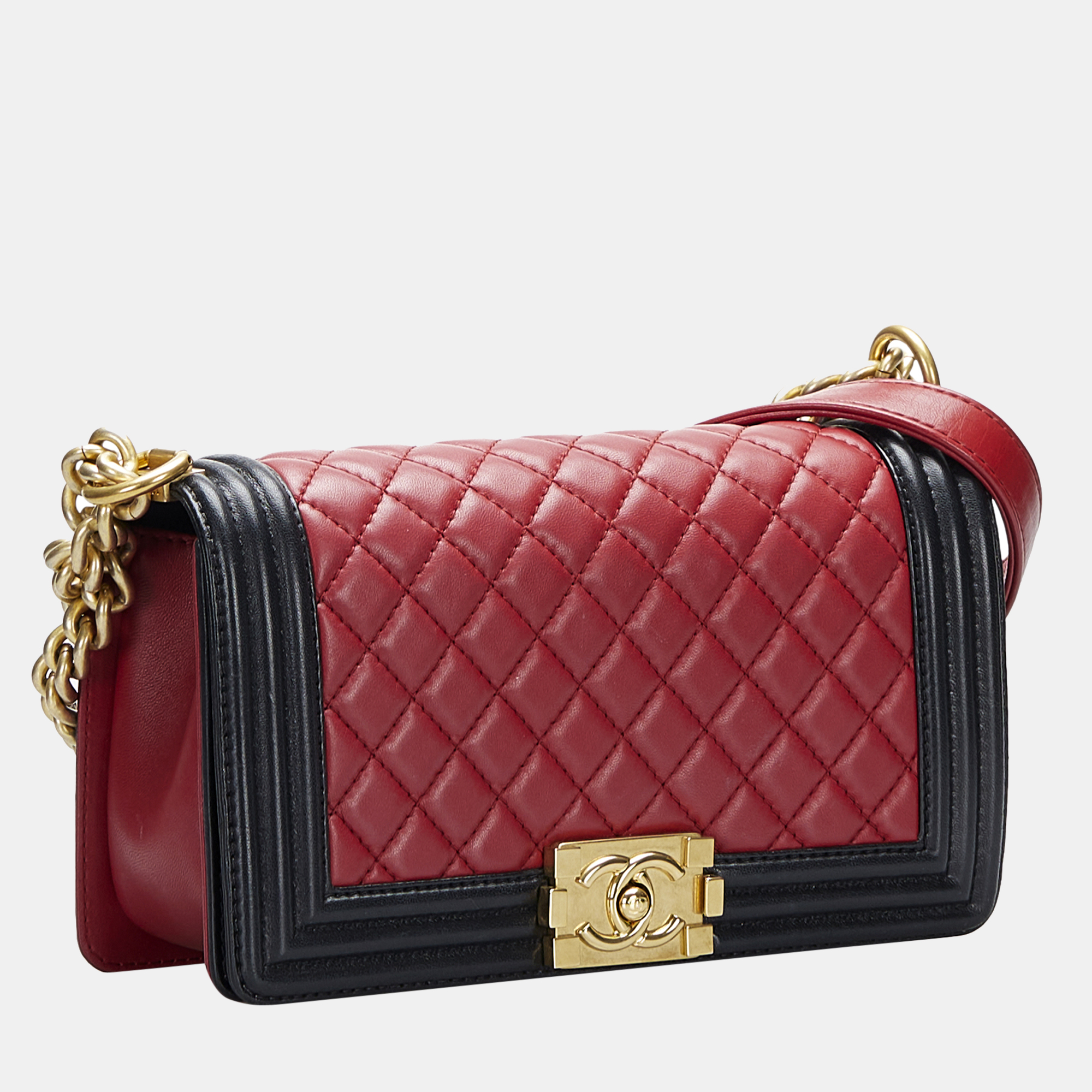 

Chanel Black/Red Medium Boy Flap