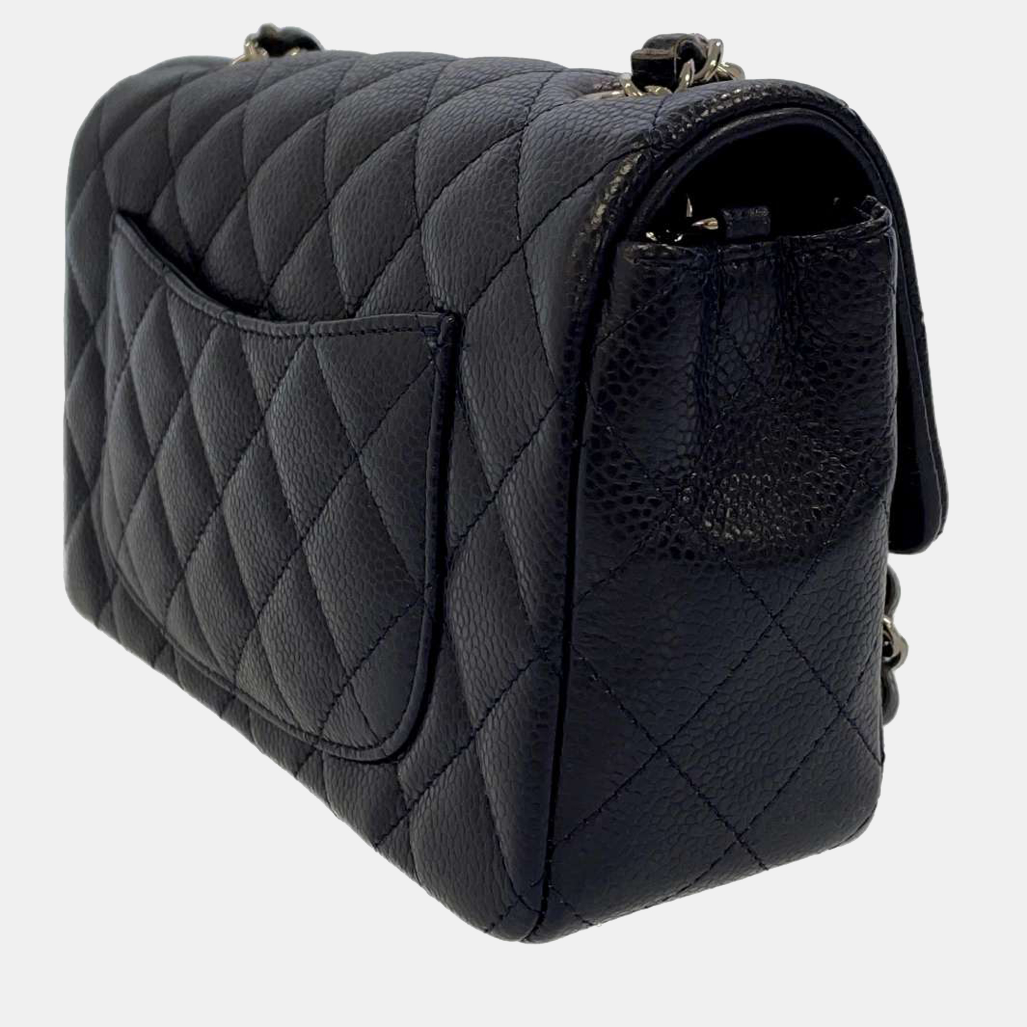 

Chanel Black Caviar Leather Mini Rectangular Flap Bag