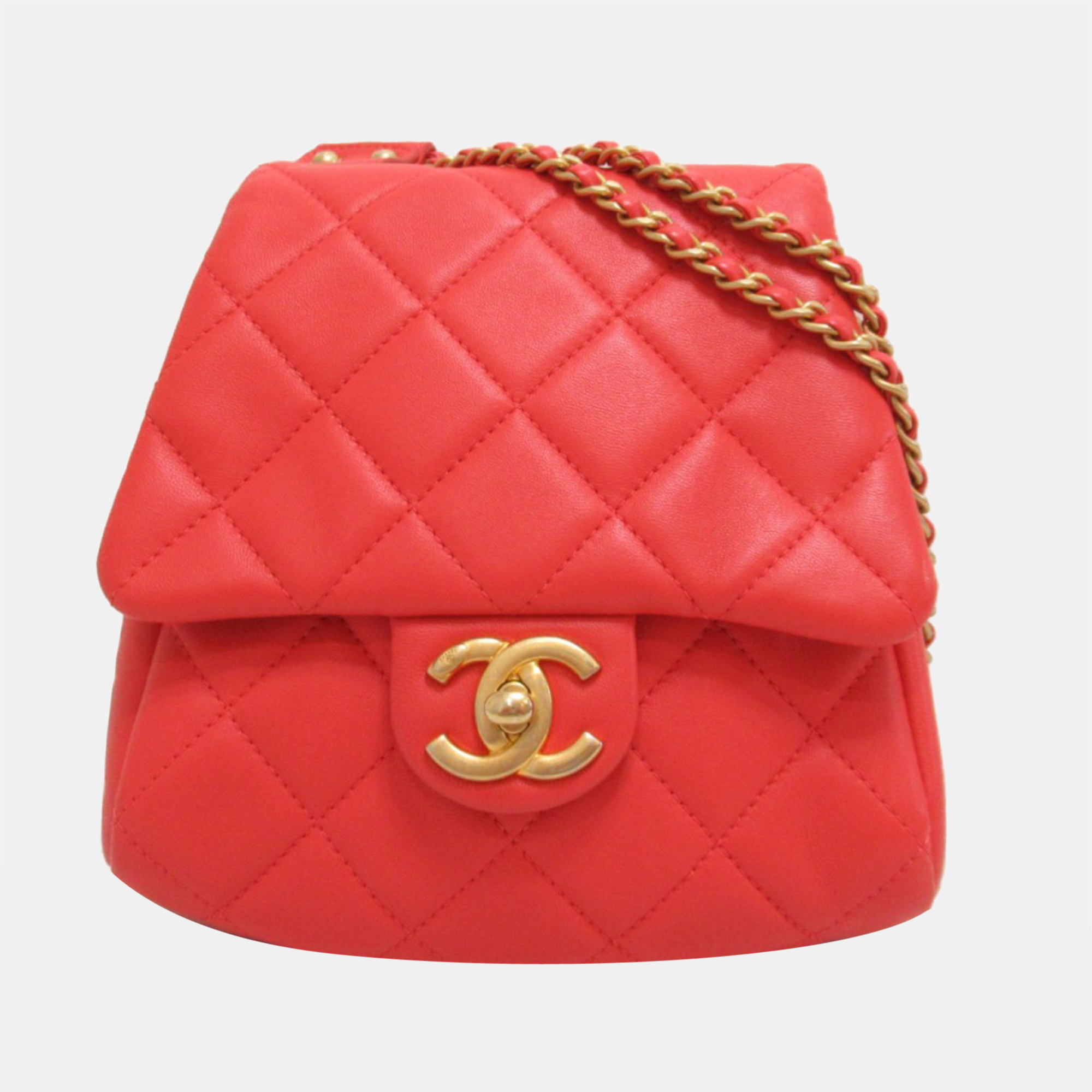 Pre-owned Chanel Red Cc Quilted Leather Chain Flap Bag