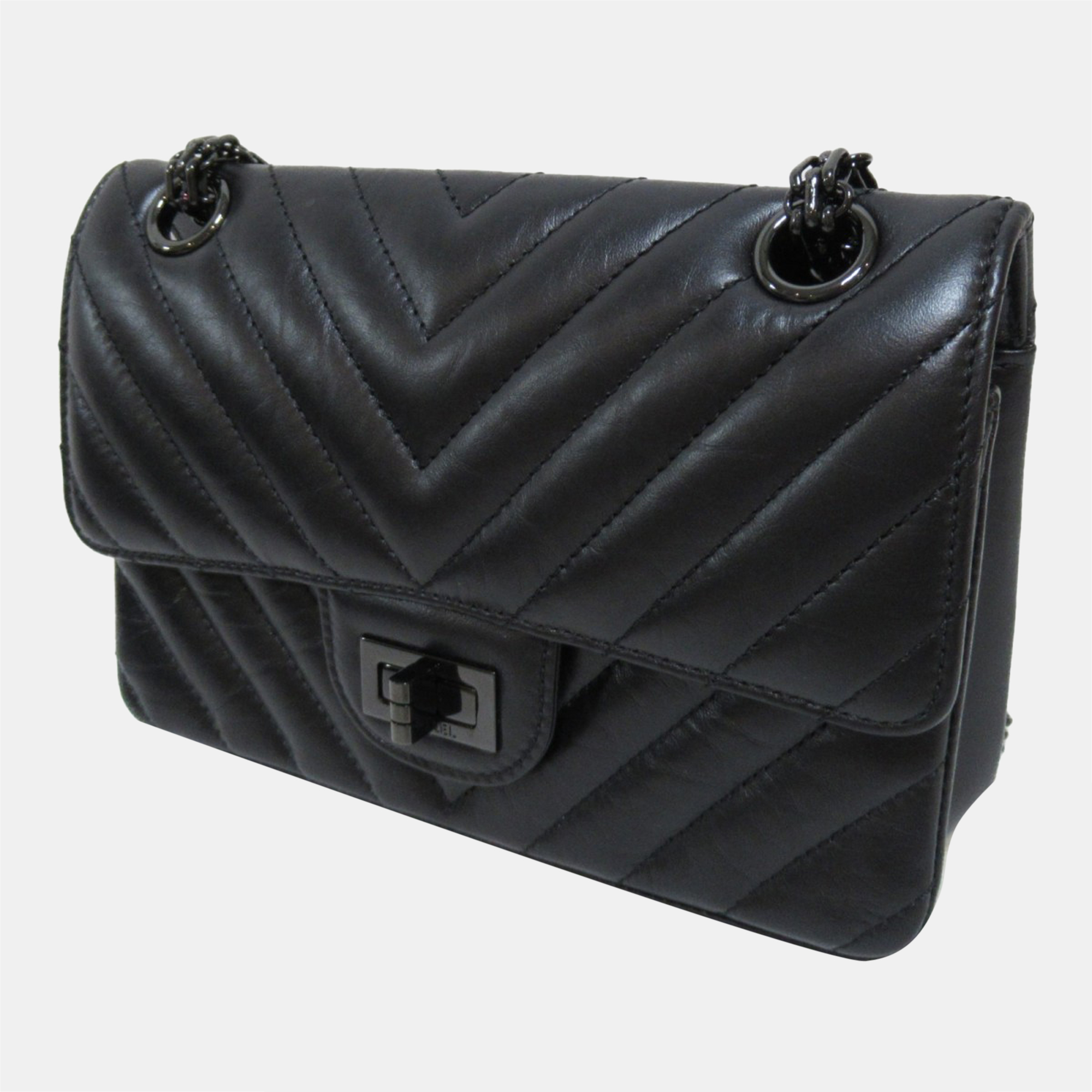 

Chanel Black Leather Reissue V Stitch Flap Bag