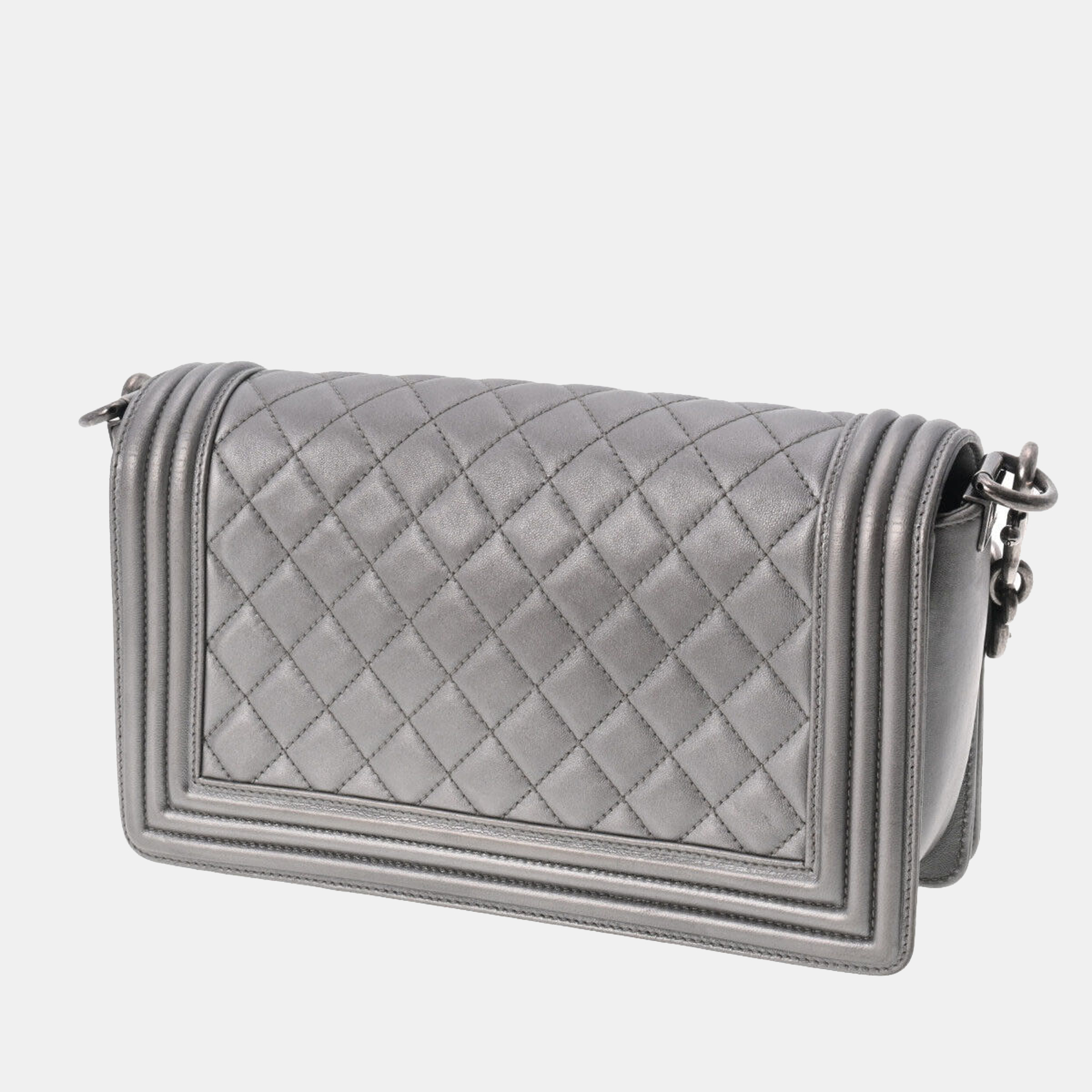 

Chanel Silver Lambskin Boy Flap Bag
