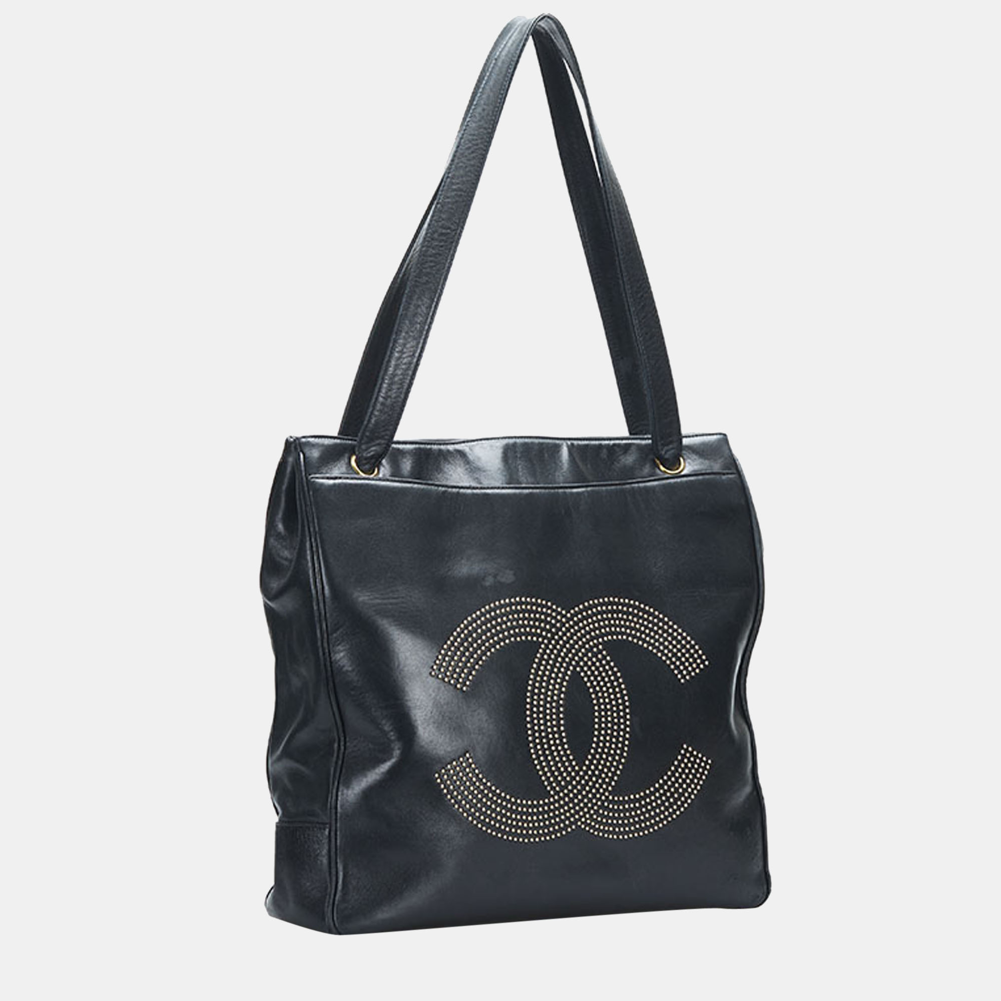 

Chanel Black Stud CC Leather Tote Bag