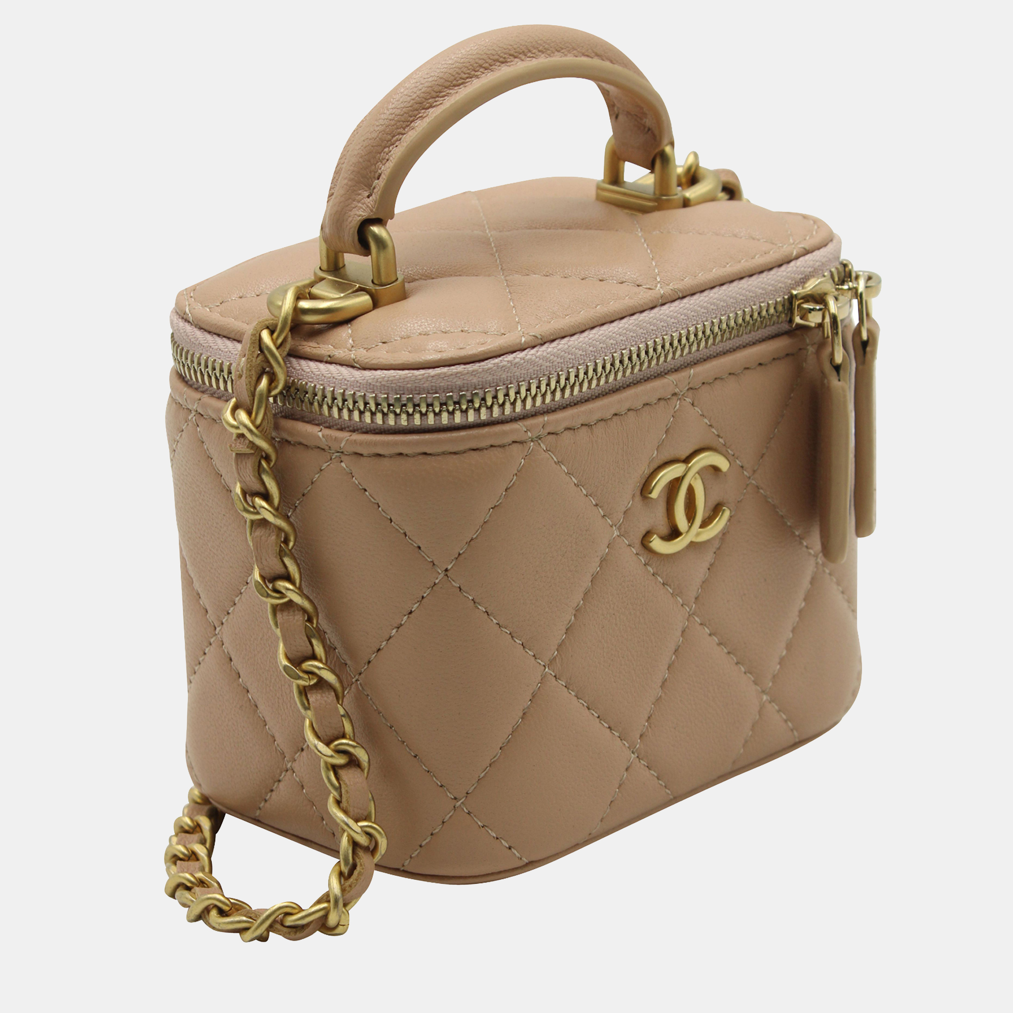

Chanel Beige Leather Vanity Case Shoulder Bag