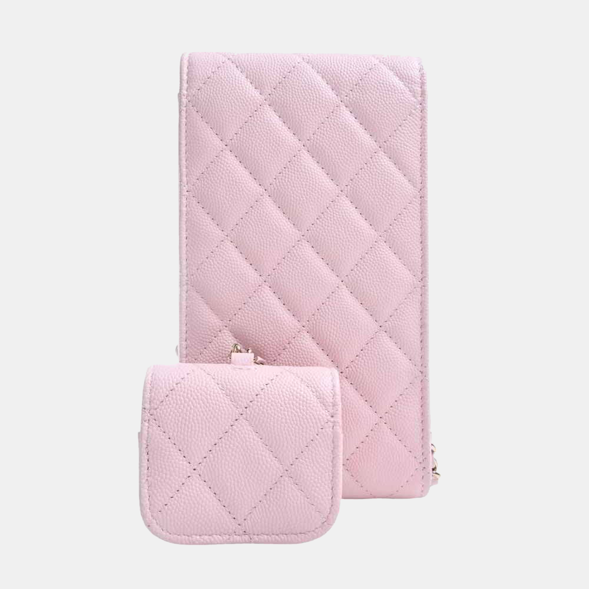 

Chanel Pink Leather CC Candy Phone Case and AirPods Pro Case Crossbody Bag