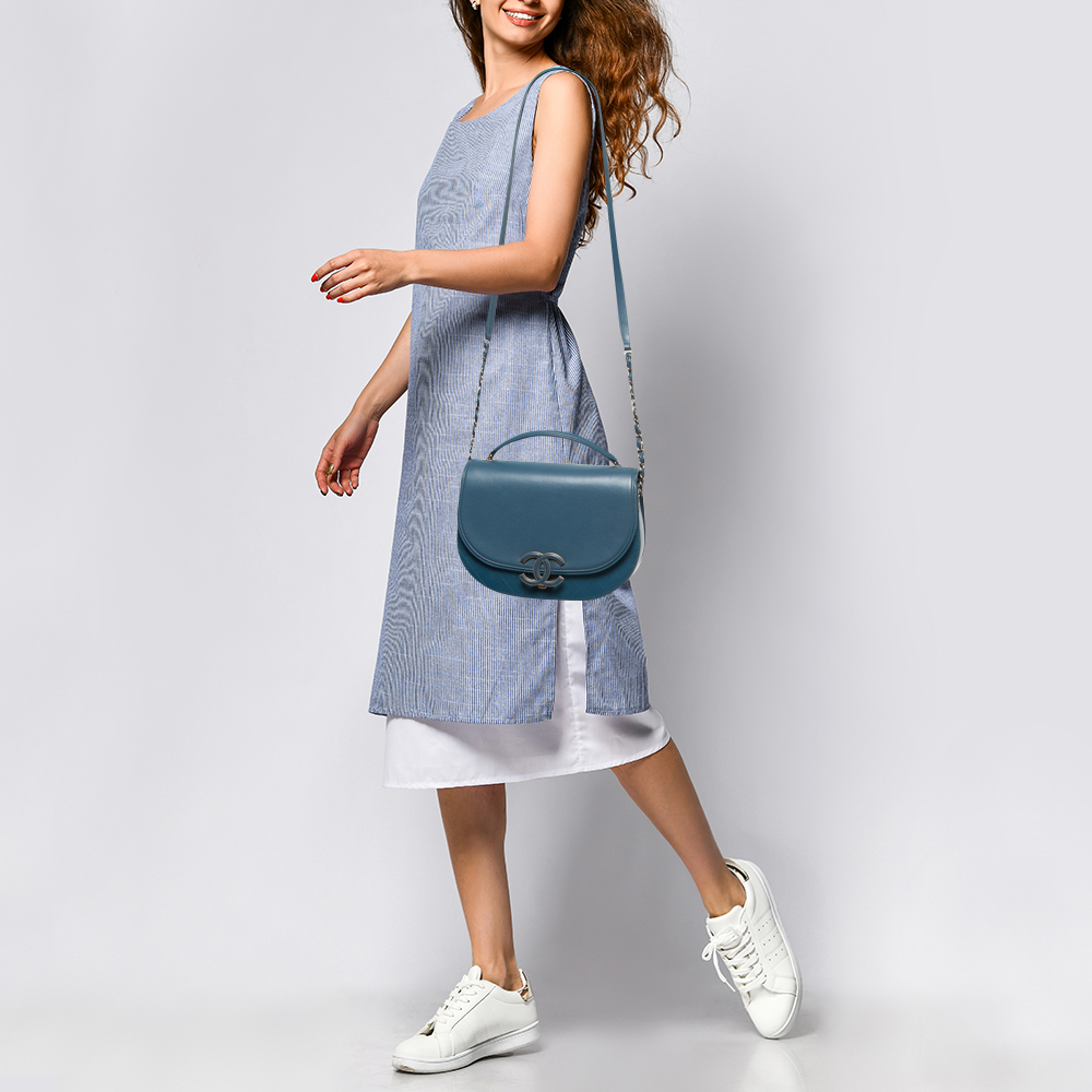 

Chanel Blue Quilt Stitched Leather Coco Curve Flap Shoulder Bag