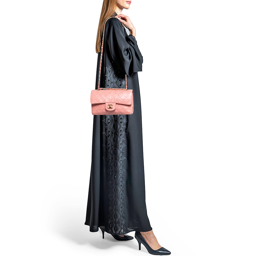 

Chanel Pink Quilted Lambskin Small Vintage Classic Double Flap Bag