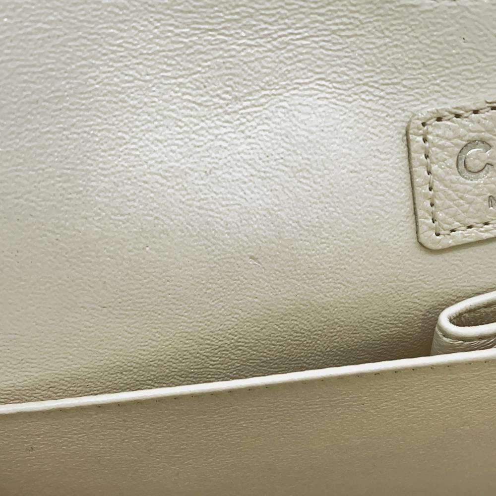 Chanel White Leather Classic Medium Double Flap Shoulder Bag 