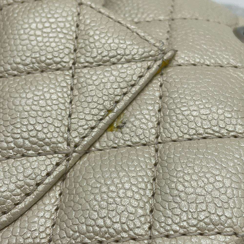 Chanel White Leather Classic Medium Double Flap Shoulder Bag 