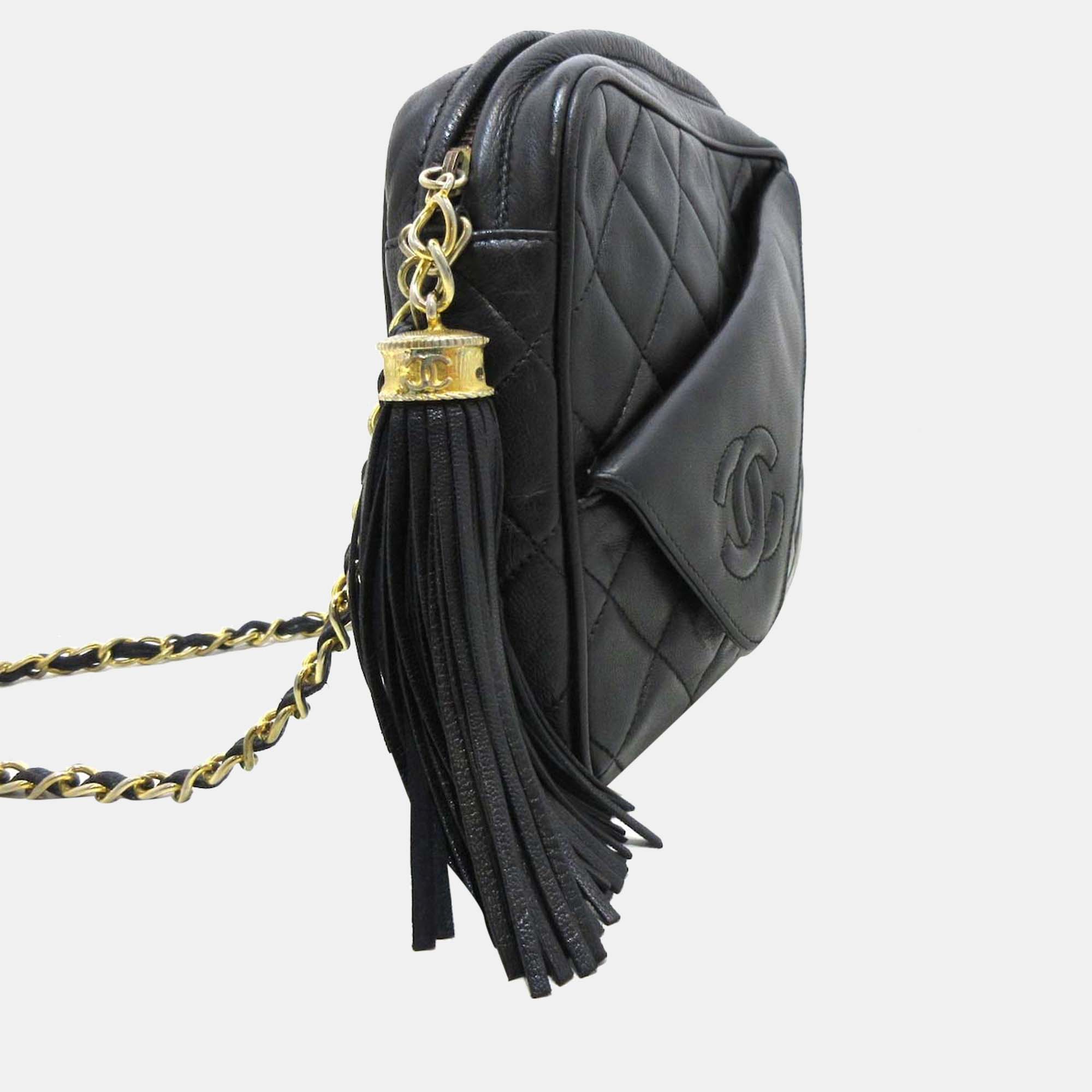 

Chanel Black Leather Tassle Camera Bag