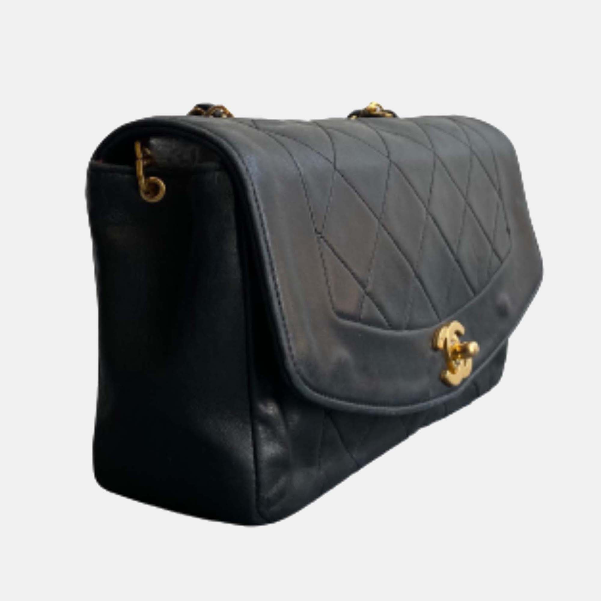 

Chanel Black Leather Diana Flap Bag