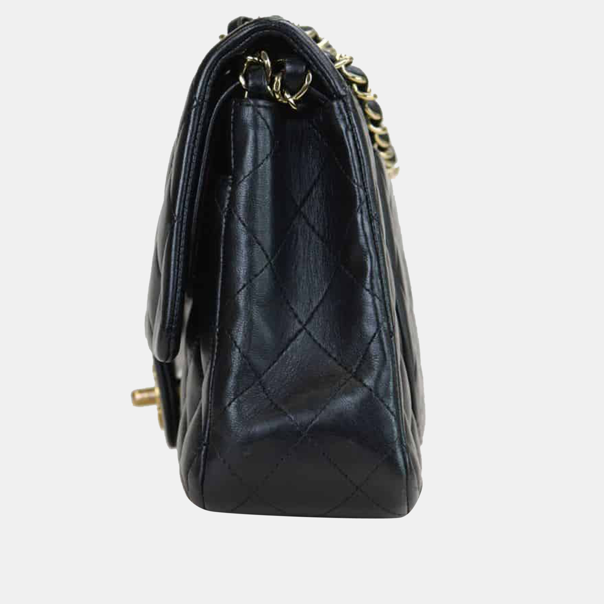

Chanel Medium Double Classic Flap Lambskin GHW Bag, Black