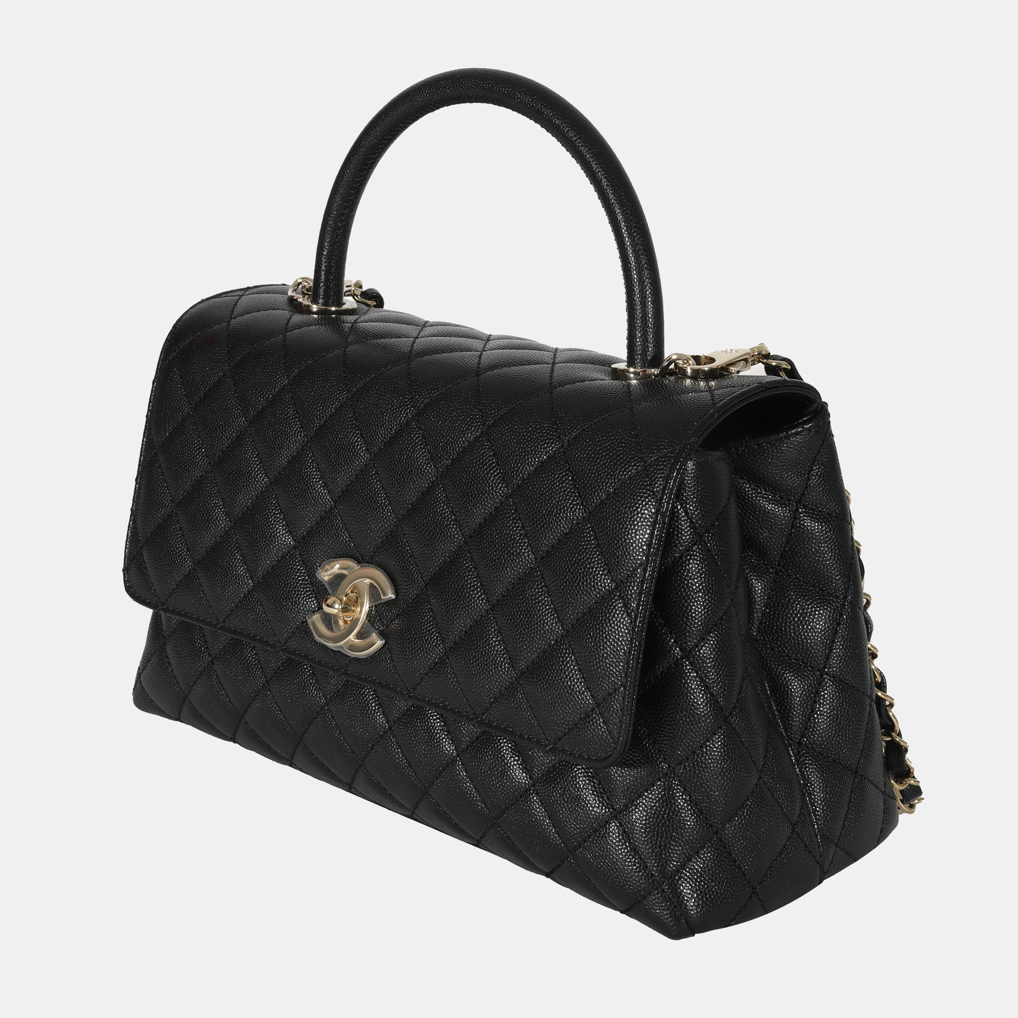 

Chanel Black Quilted Caviar Medium Coco Top Handle Flap Bag