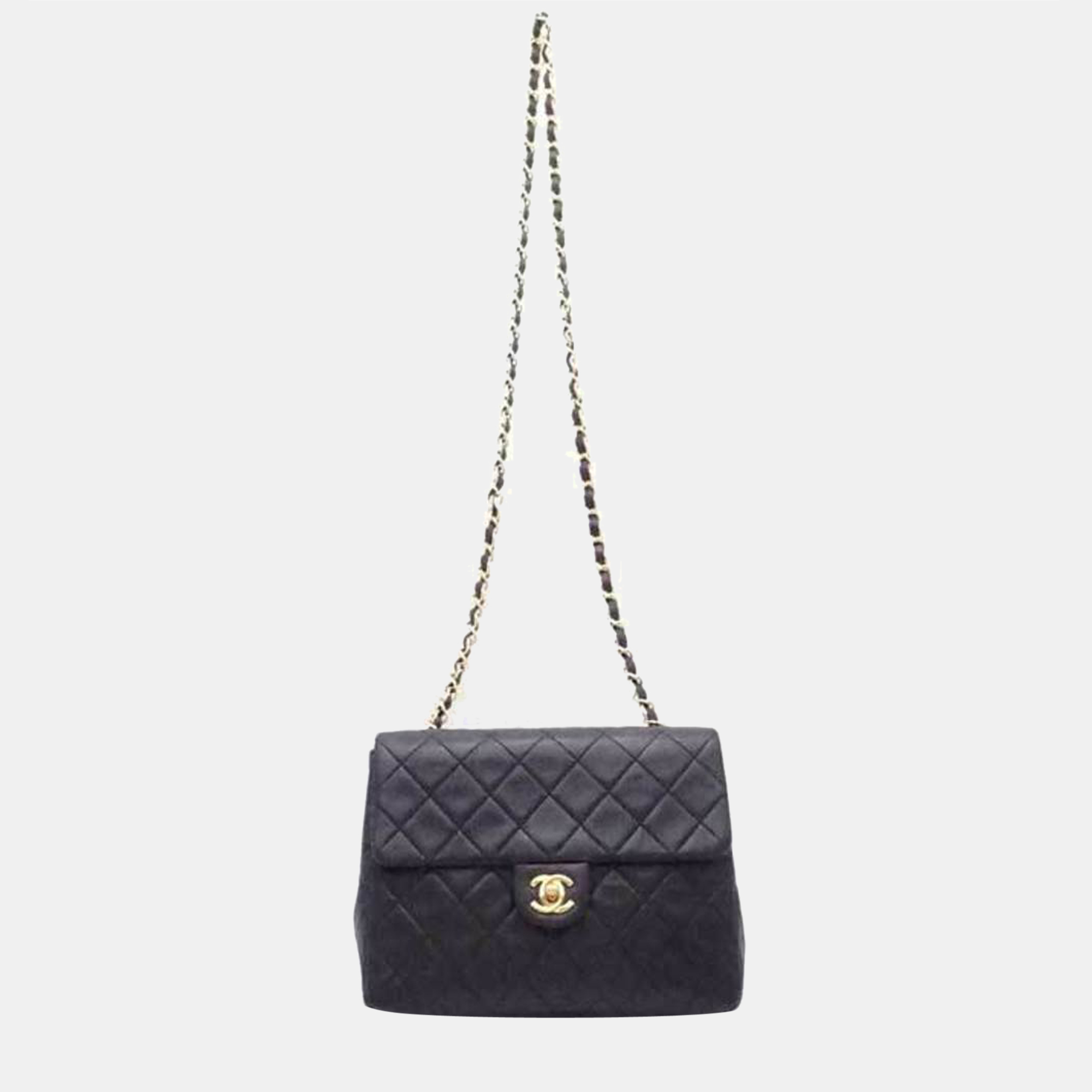

Chanel Black Leather Mini Square Flap Shoulder Bag
