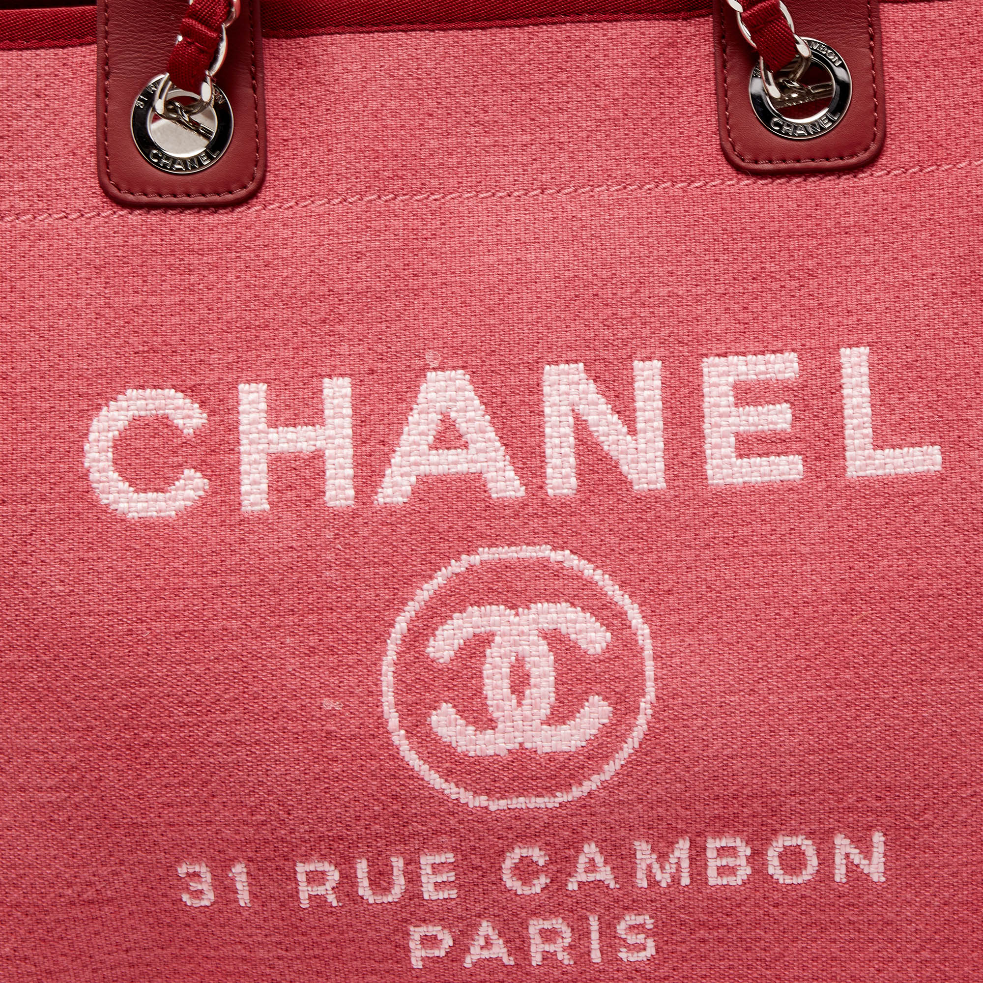 Chanel Pink Canvas and Leather Large Deauville Shopper Tote at 1stDibs