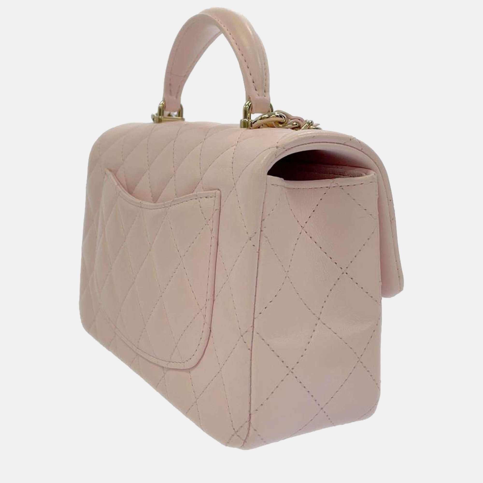 

Chanel Pink Lambskin Leather CC Top Handle Bag