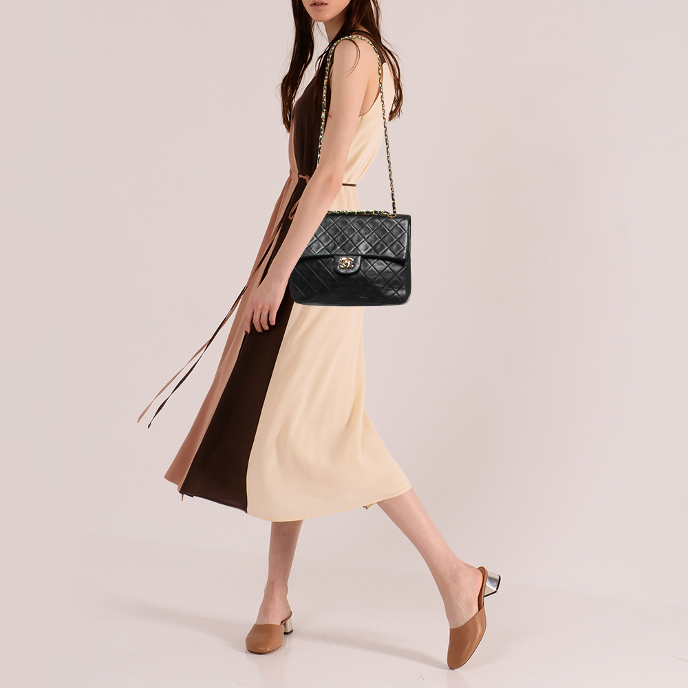 

Chanel Black Quilted Leather Vintage Classic Double Flap Bag