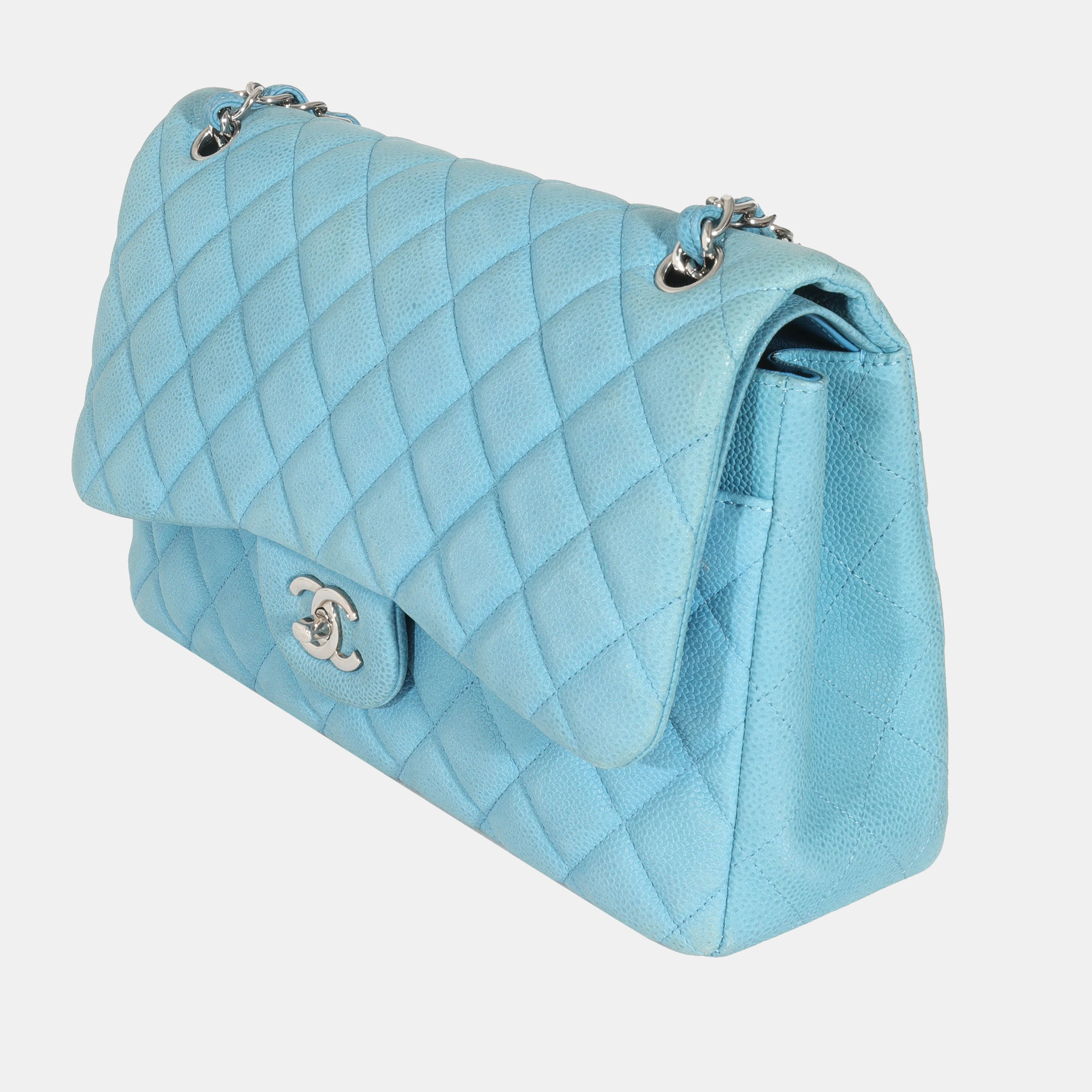 

Chanel Blue Caviar Leather Jumbo Classic Double Flap Shoulder Bag