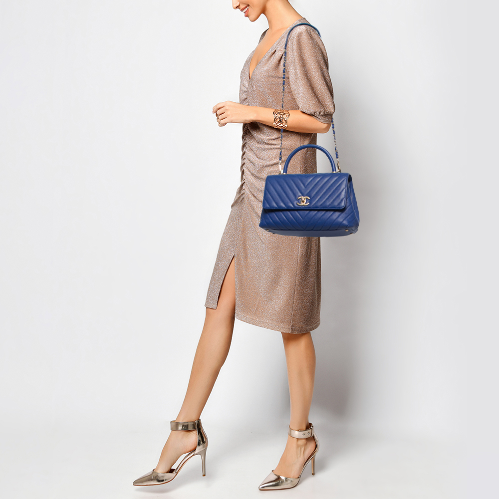 

Chanel Blue Caviar Leather Medium Coco Top Handle Bag