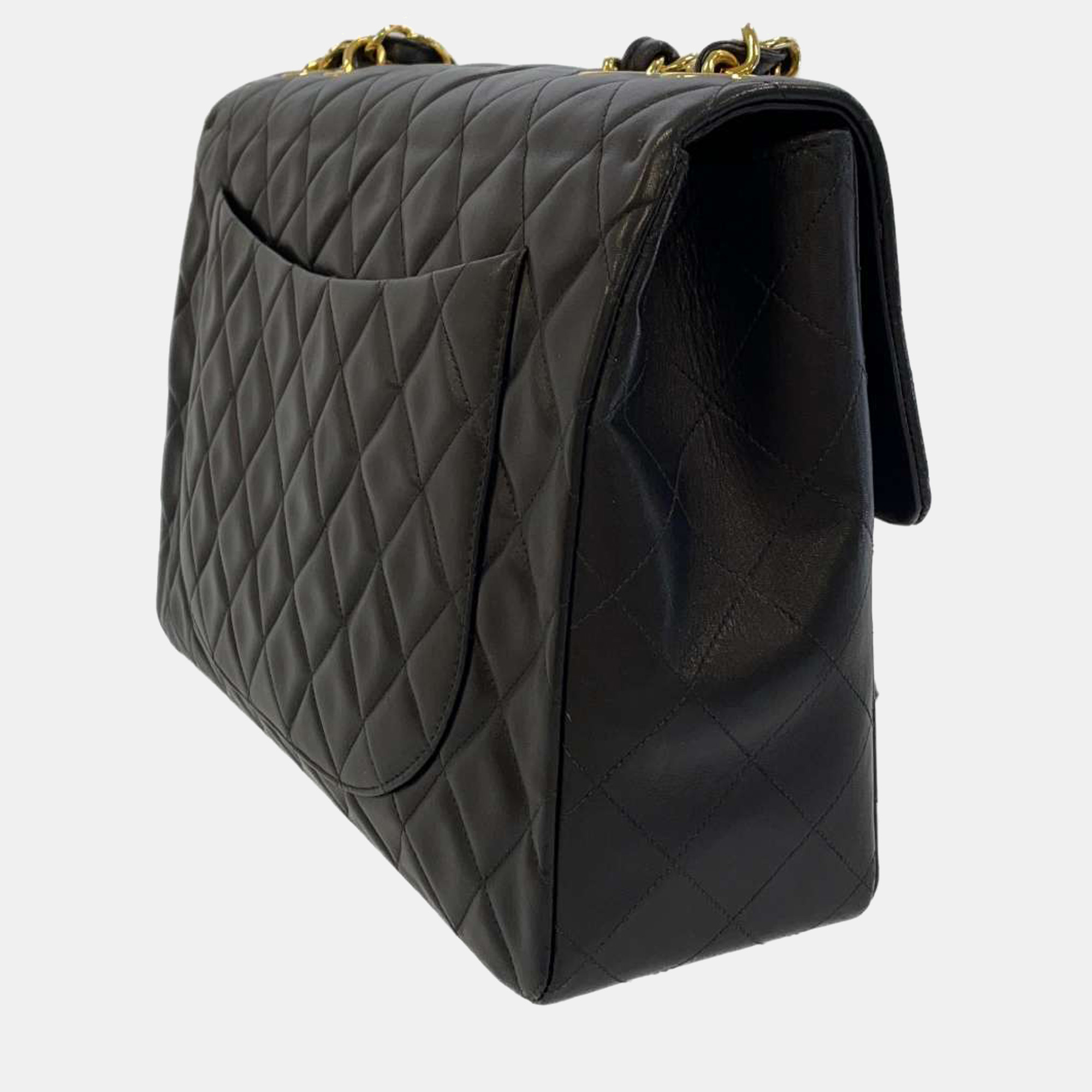 

Chanel Black Vintage Classic Jumbo Single Flap Bag