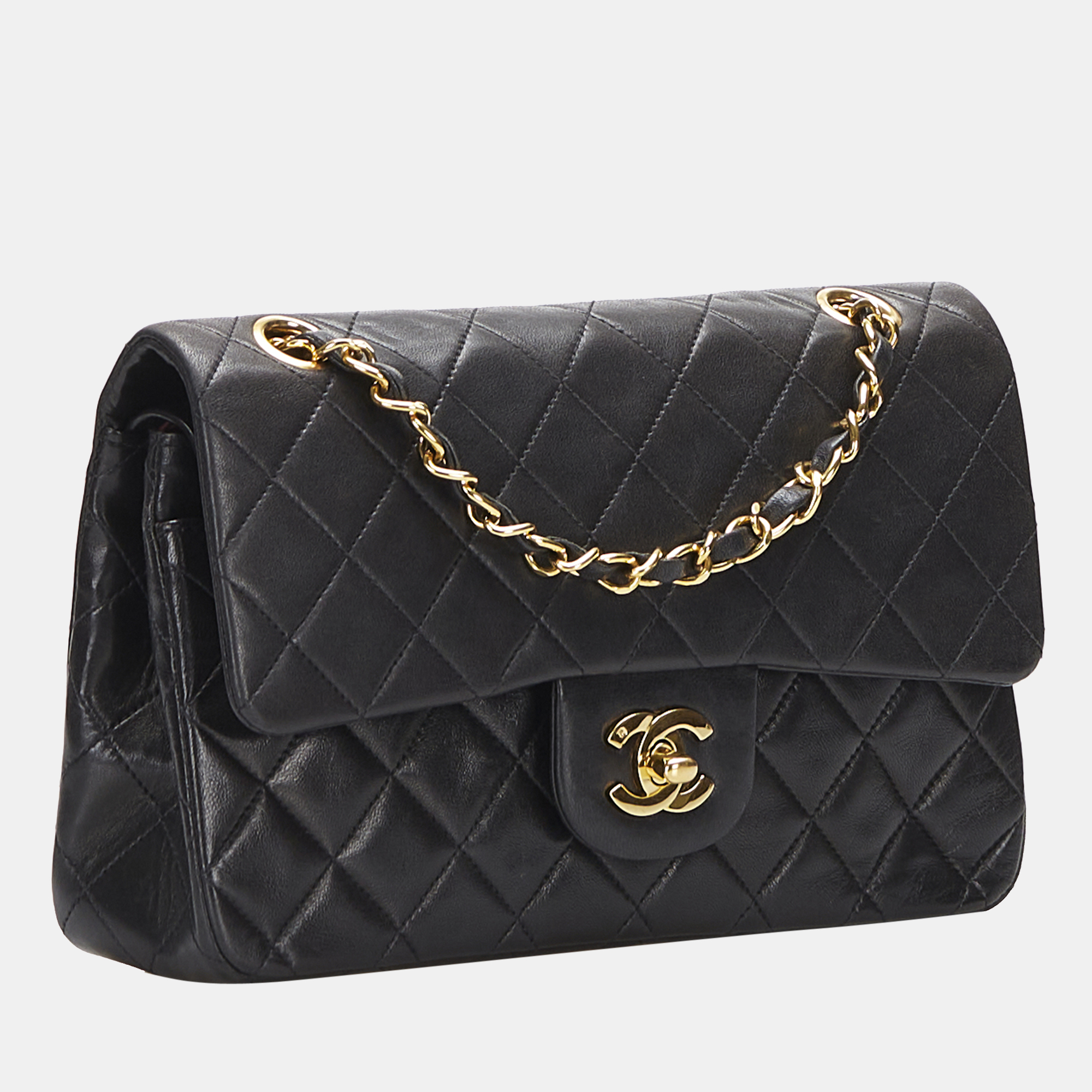 

Chanel Black Classic Small Lambskin Leather Double Flap