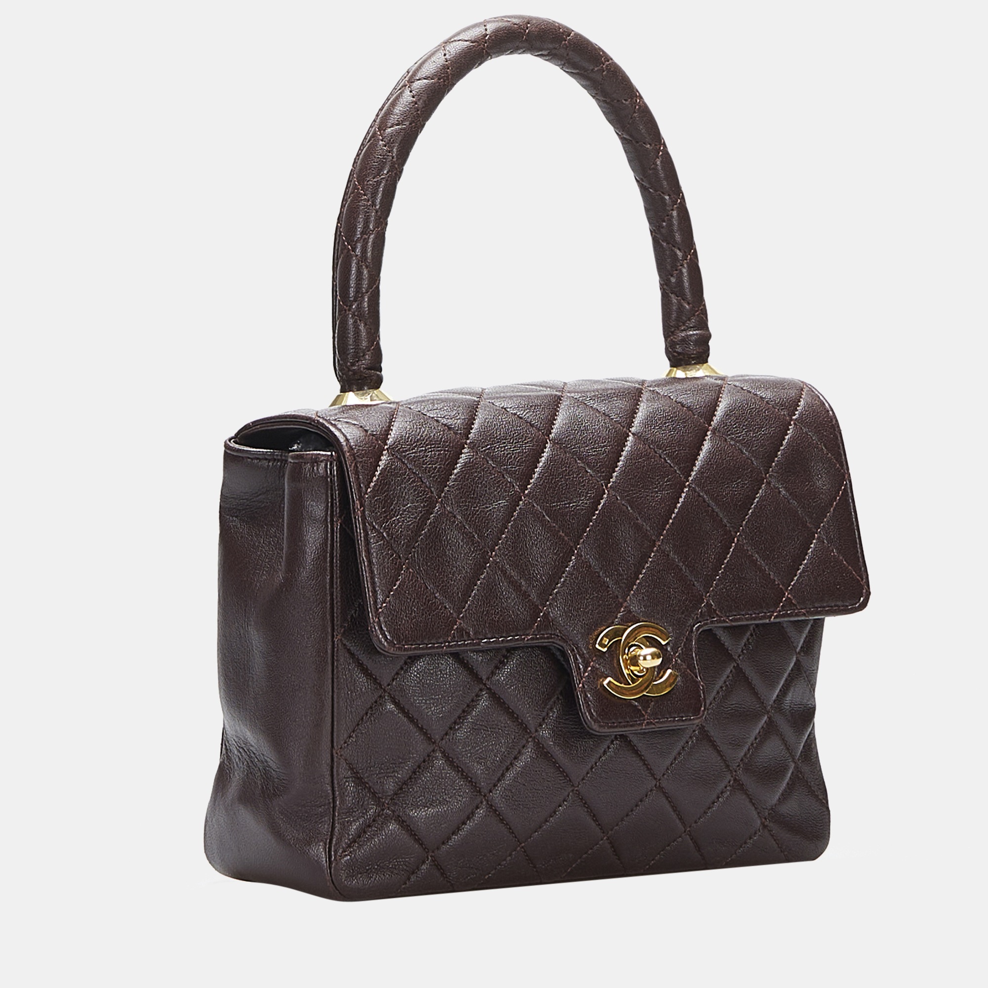 

Chanel Brown Small Lambskin Kelly Top Handle Bag