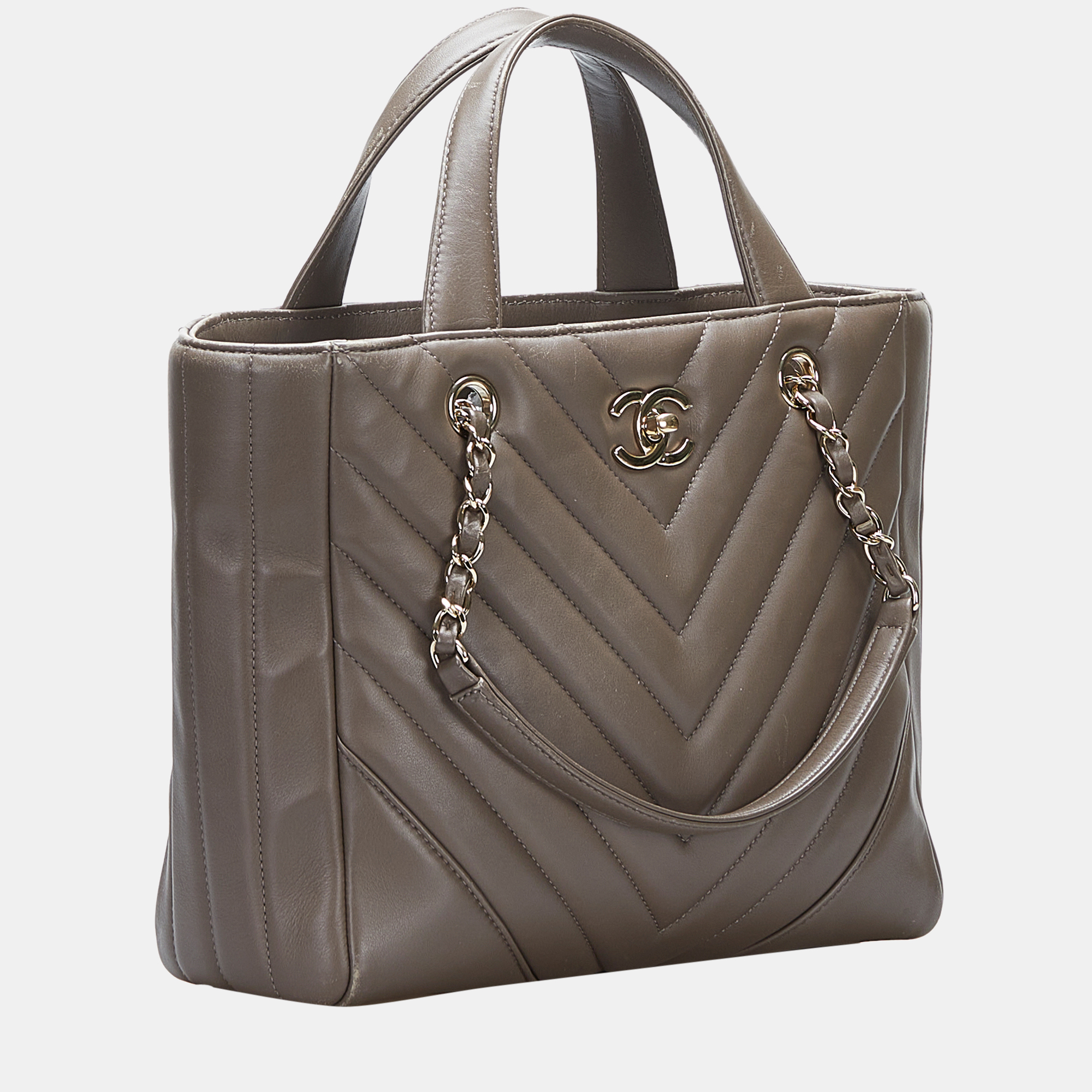 

Chanel CC Chevron Satchel, Brown