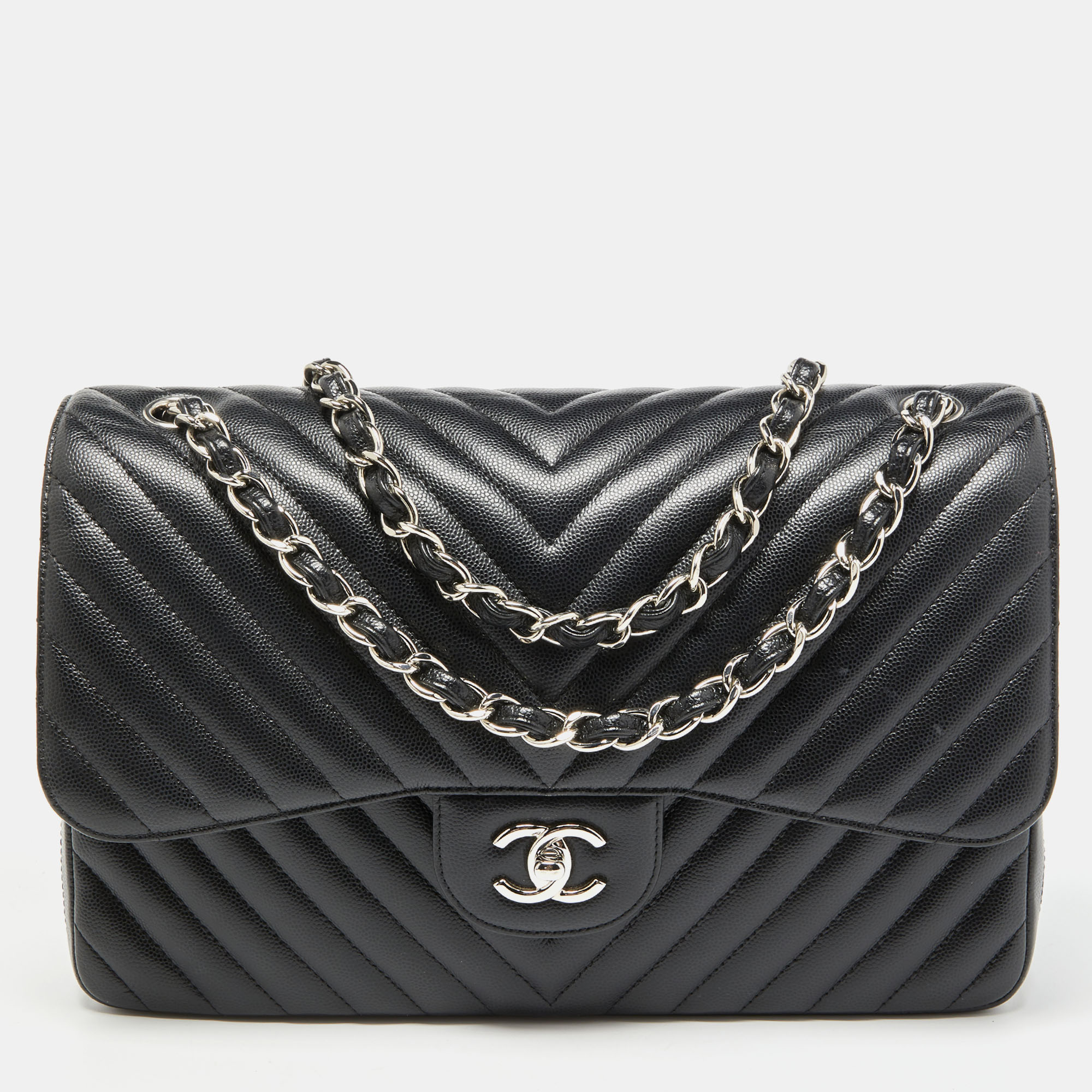 Chanel Black Quilted Caviar Jumbo Classic Double Flap Bag – STYLISHTOP
