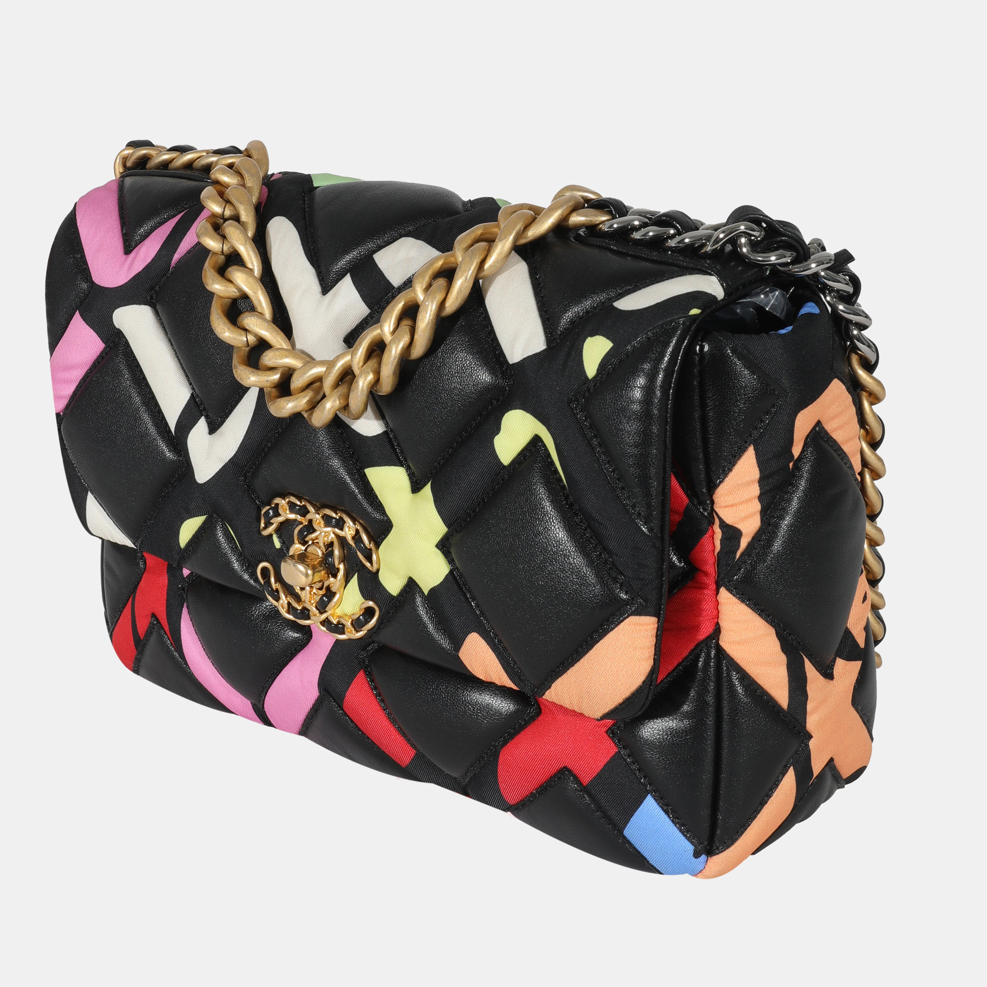 

Chanel Black/Multicolor Lambskin 22S Small Chanel 19 Bag