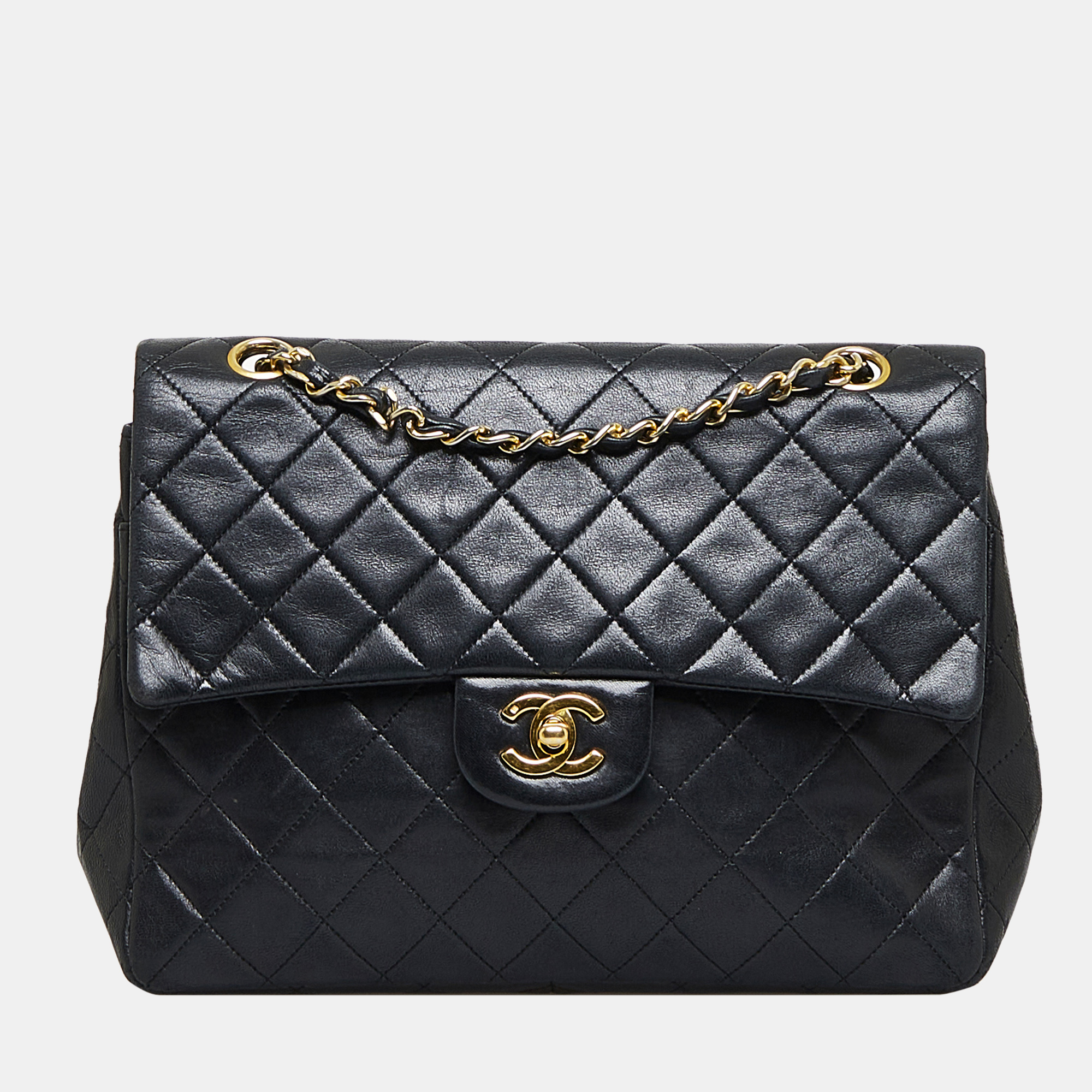 

Chanel Black Medium Tall Classic Lambskin Double Flap