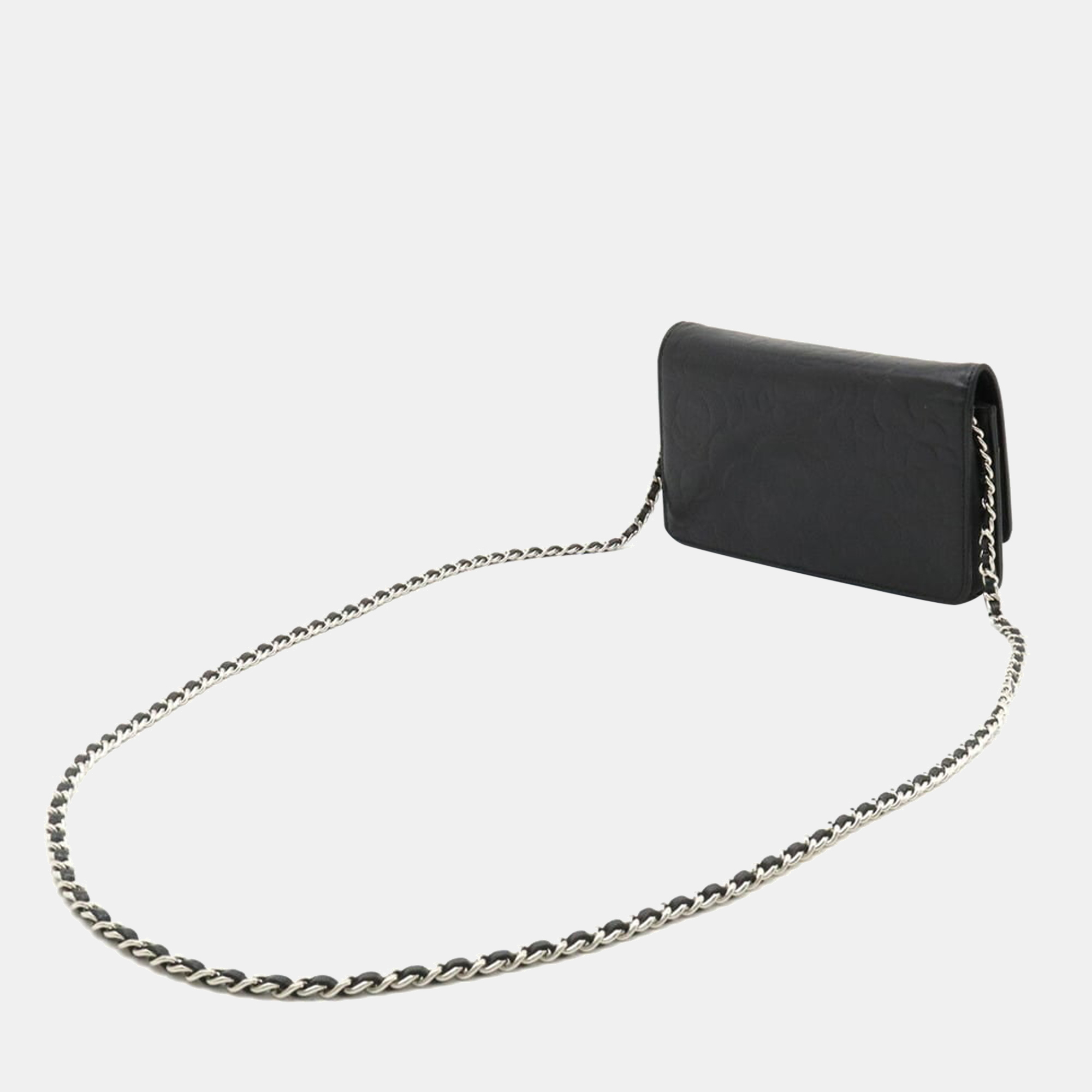 

Chanel Black Leather Camellia Wallet on Chain