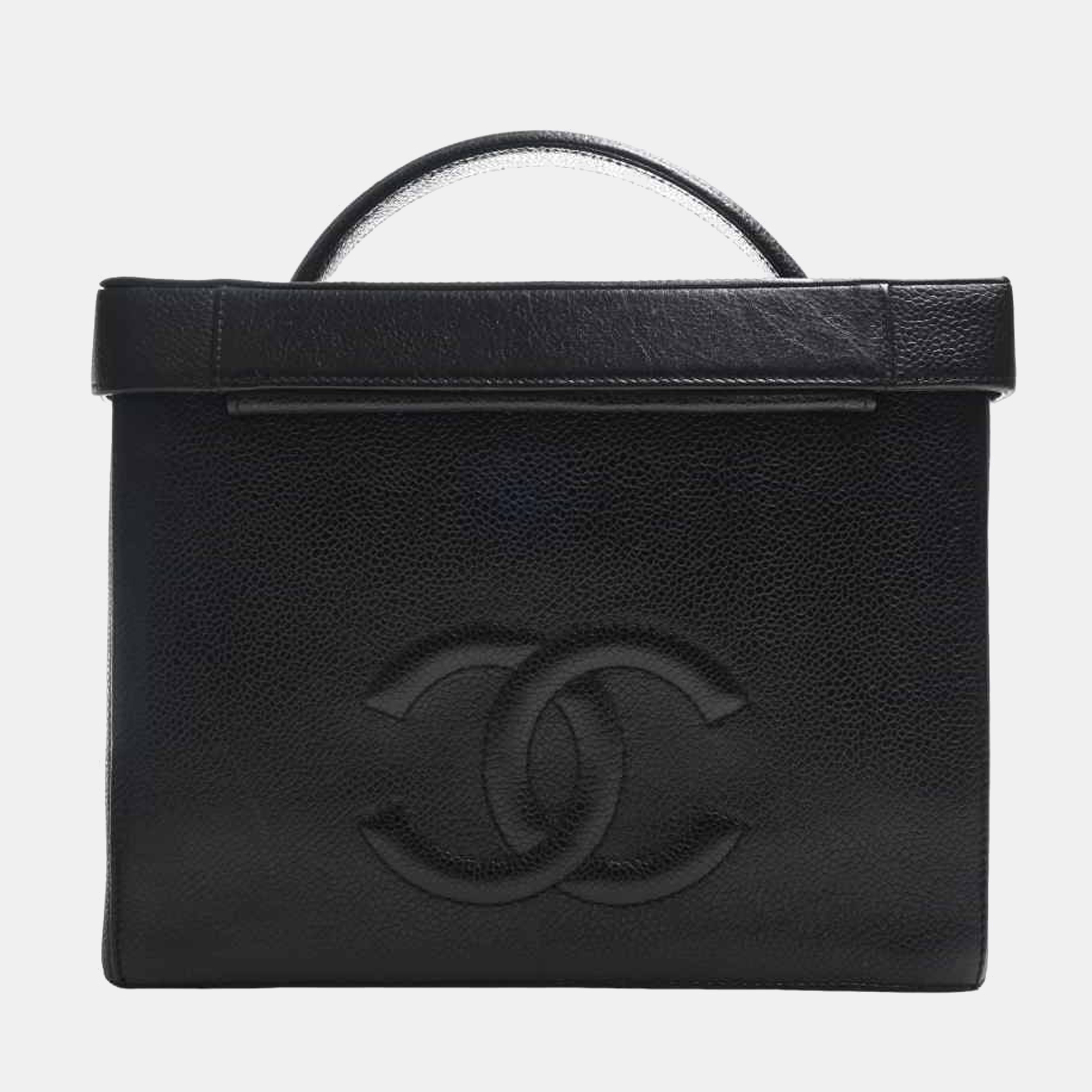 

Chanel Black Leather Caviar CC Cosmetic Case