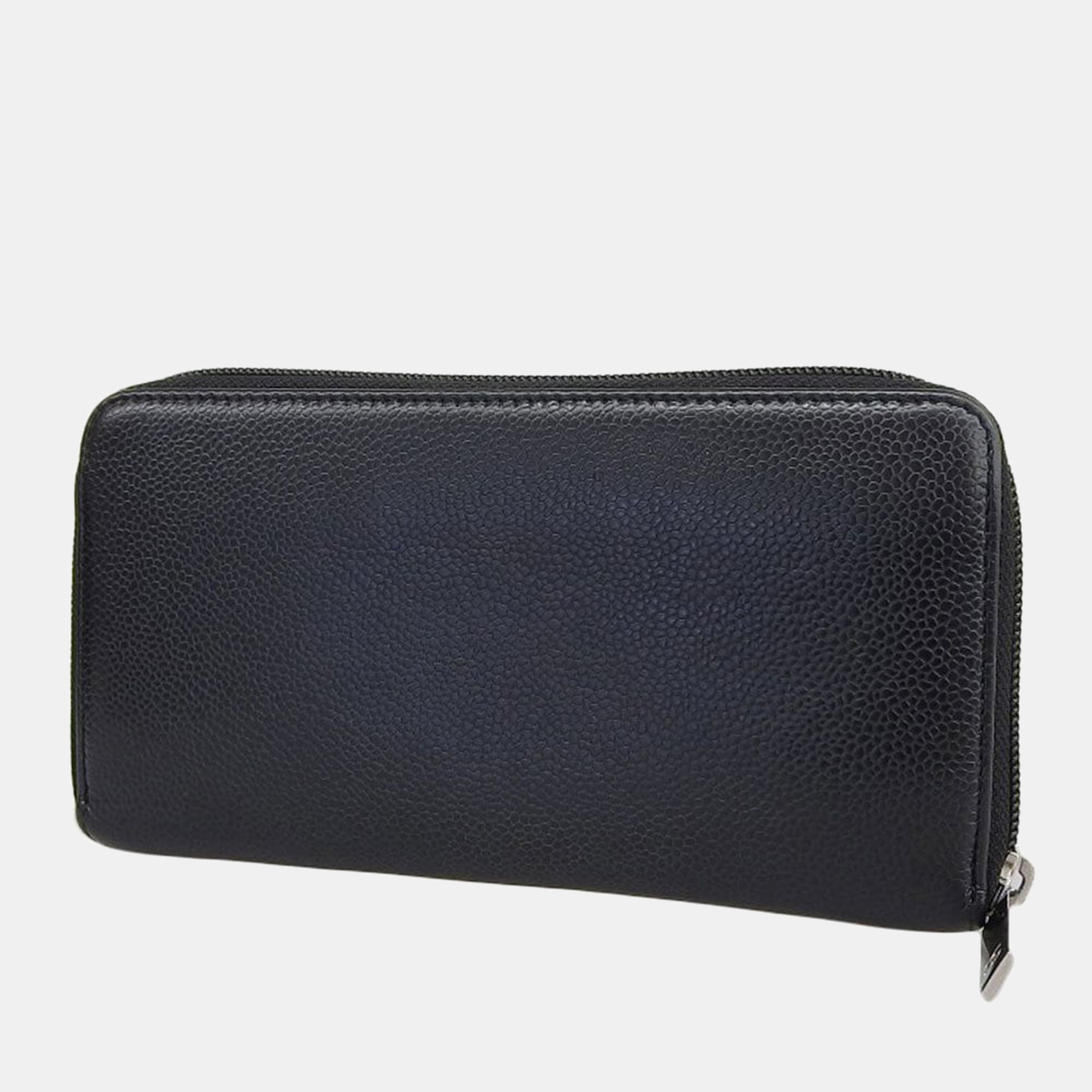 

Chanel Black Leather CC Timeless Zip Around Wallet