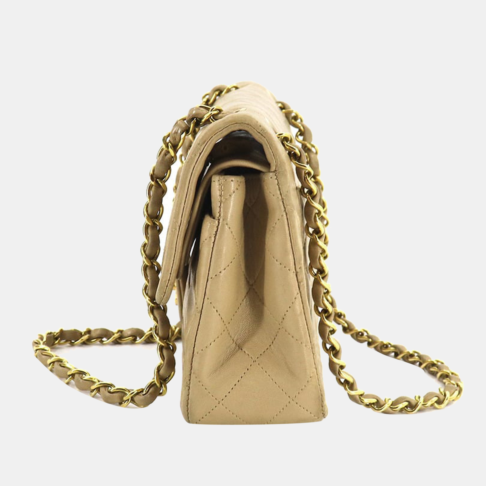 

Chanel Beige Leather Small Classic Double Flap Shoulder Bag