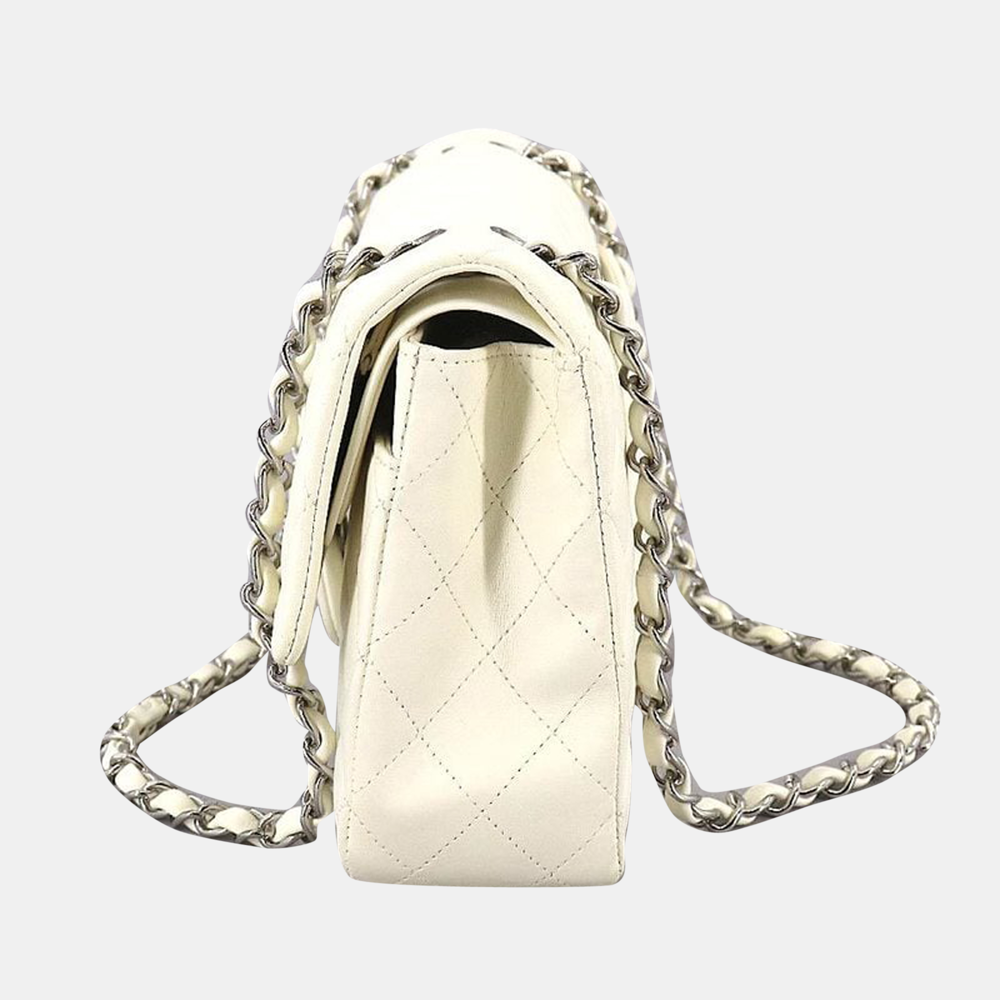

Chanel White Leather Classic Small Double Flap Shoulder Bag